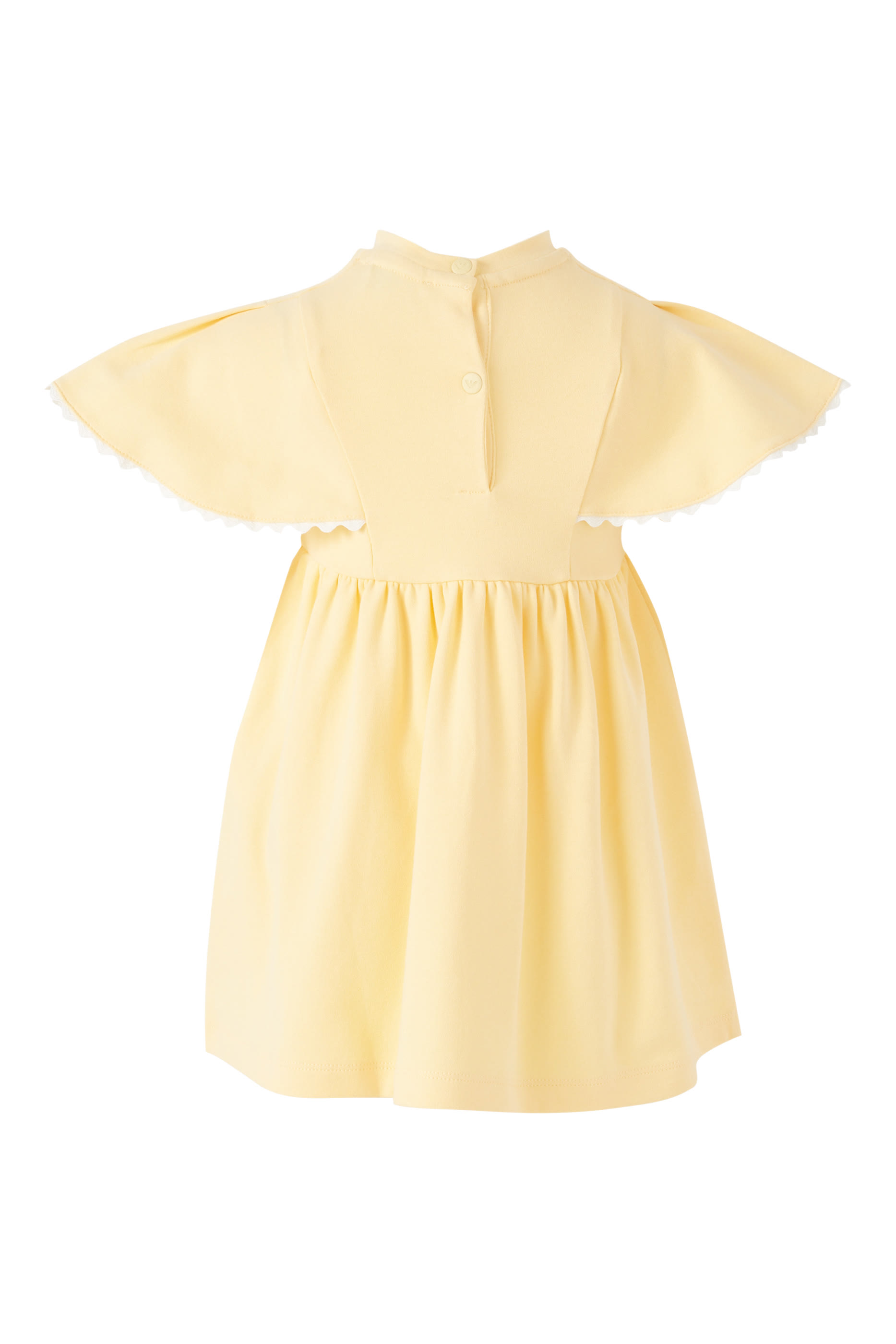 فستان بشعار الماركة وحواف صدفية للأطفال