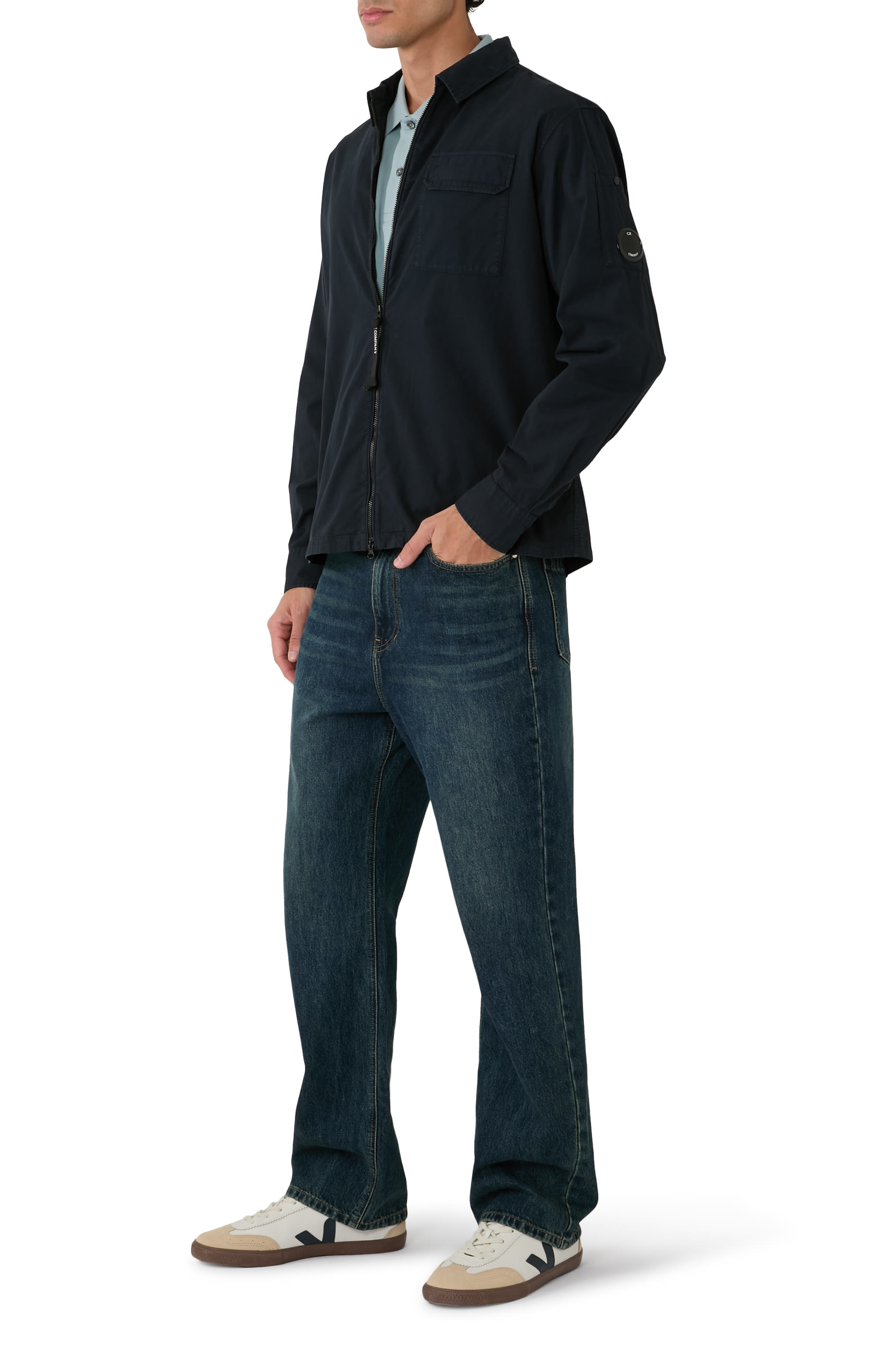 قميص بنمط جاكيت بسحاب وحلية العدسة جبردين عضوي