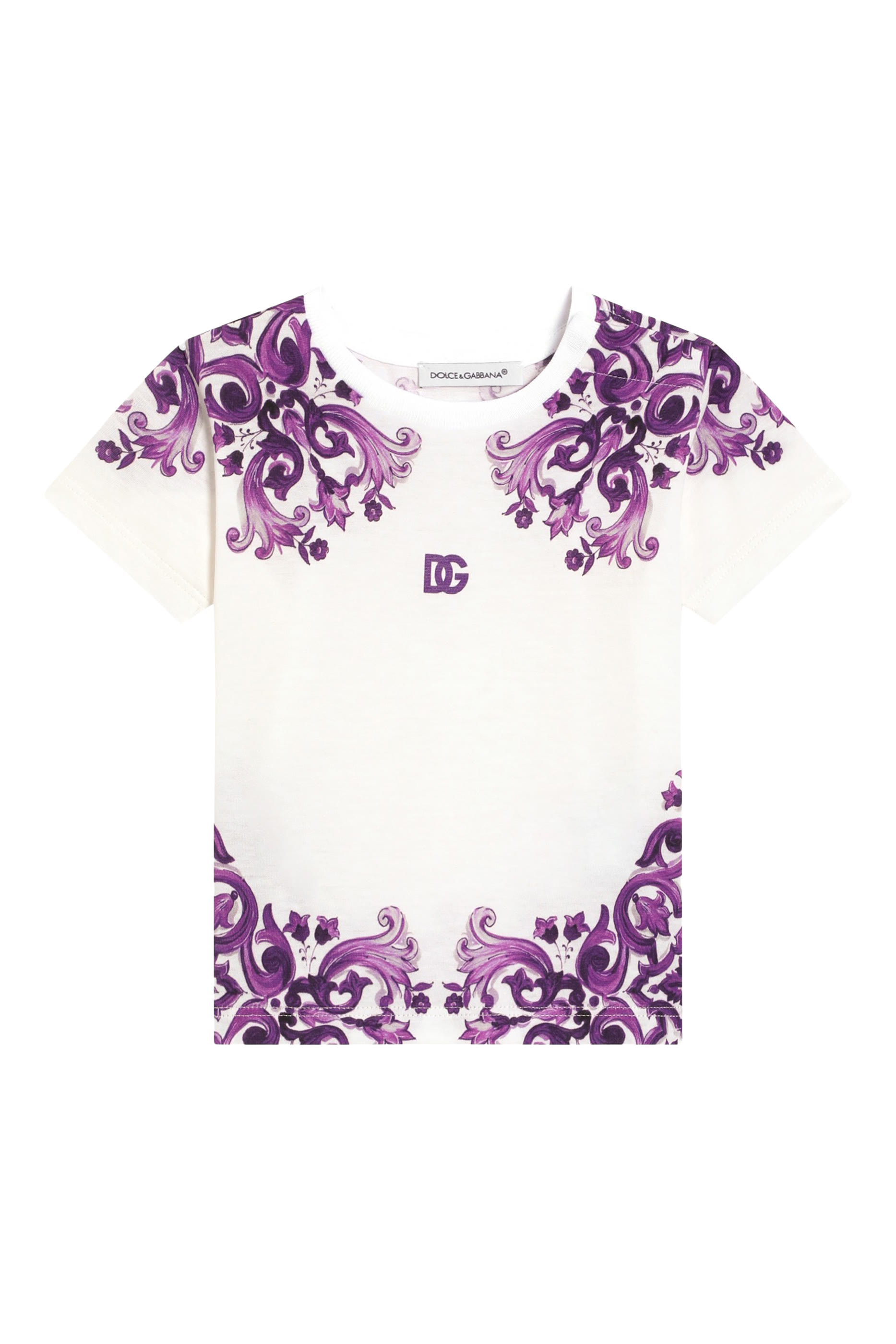 تيشيرت بنقشة مايوليكا وشعار الماركة للأطفال