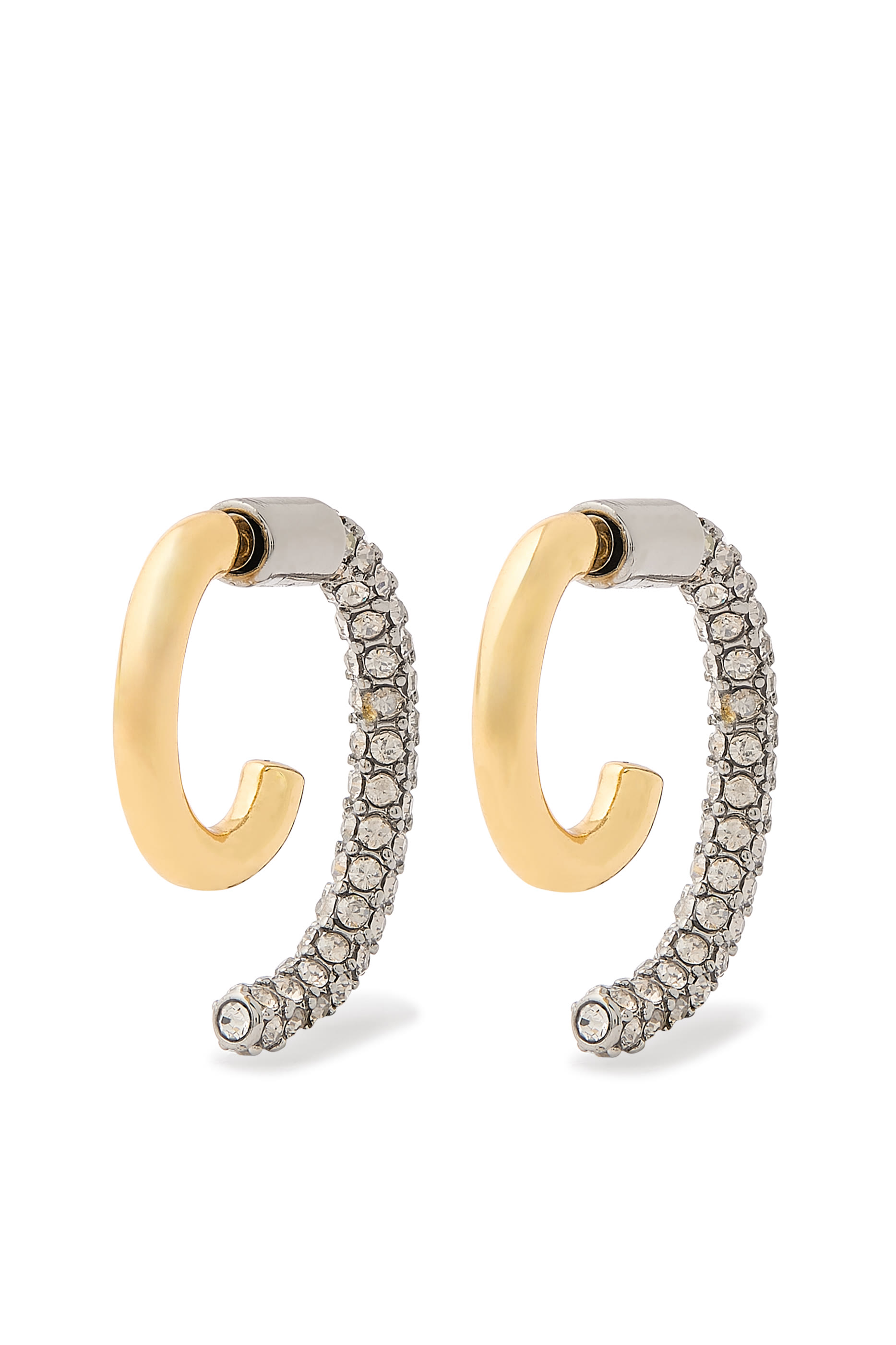 أقراط لونا صغيرة مرصعة بأحجار كريستال بافيه، نحاس مطلي بذهب عيار 12