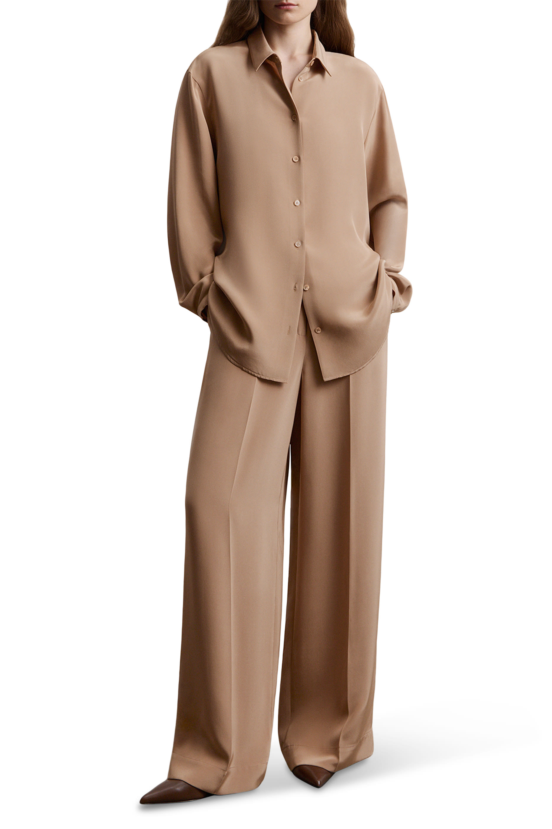 بنطال بقصة مريحة حرير مولبيري