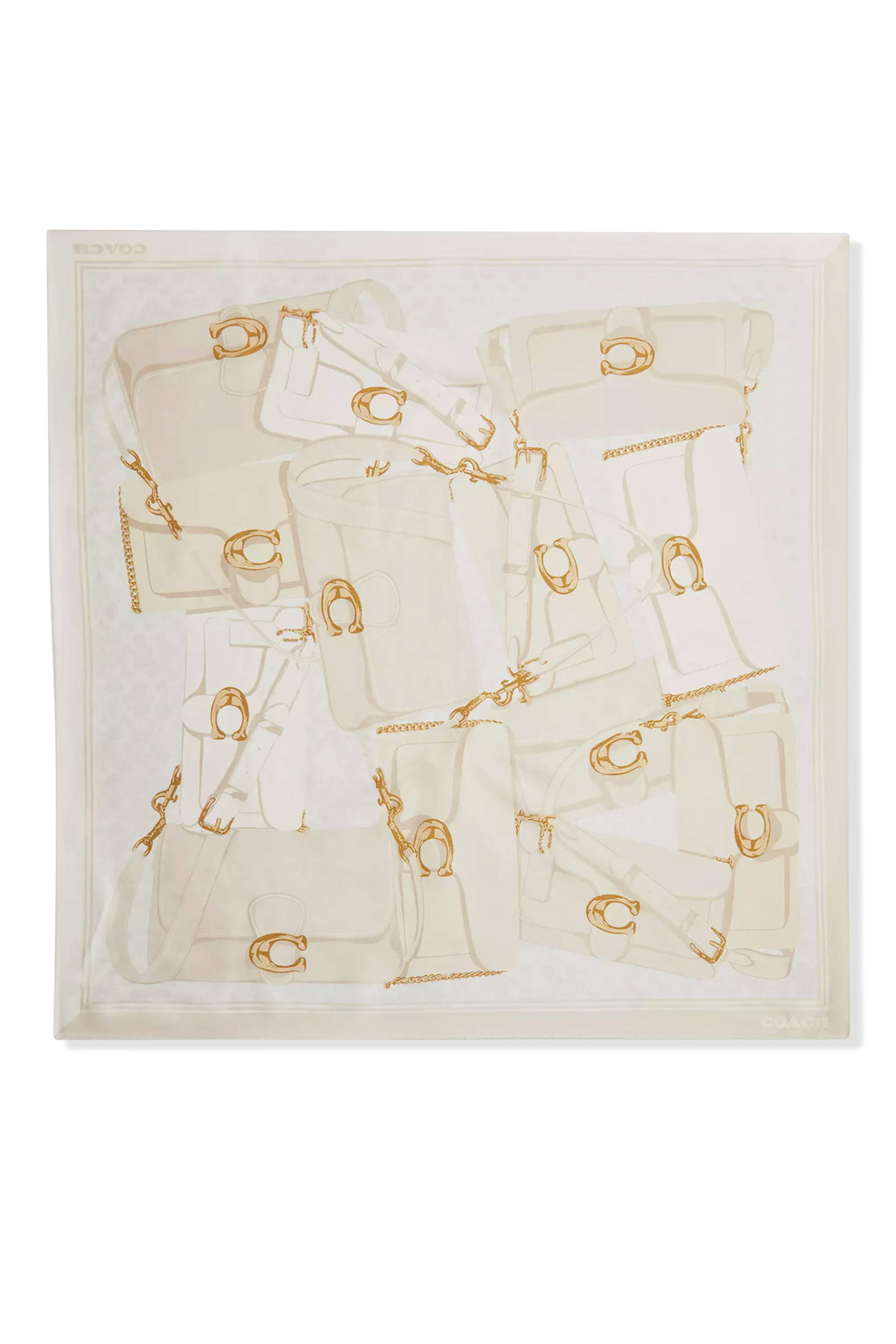 وشاح مربع بطبعات حقيبة تابي حرير