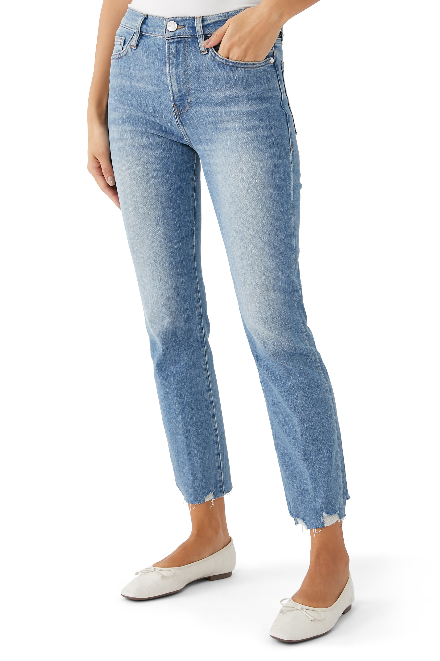 بنطال جينزلوهاي بقصة ساق مستقيمة