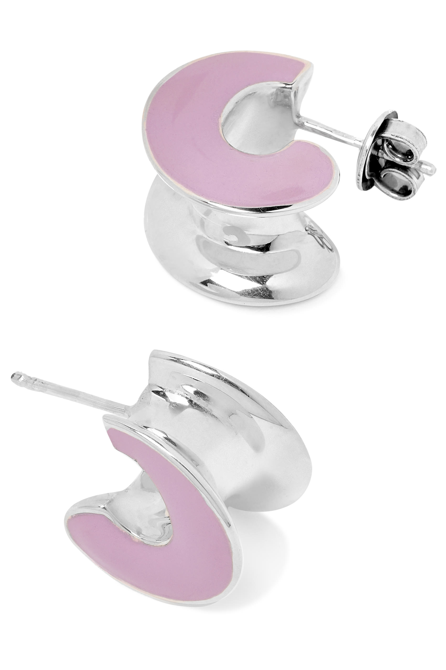 أقراط اتش بيم صغيرة، فضة إسترلينية ومينا