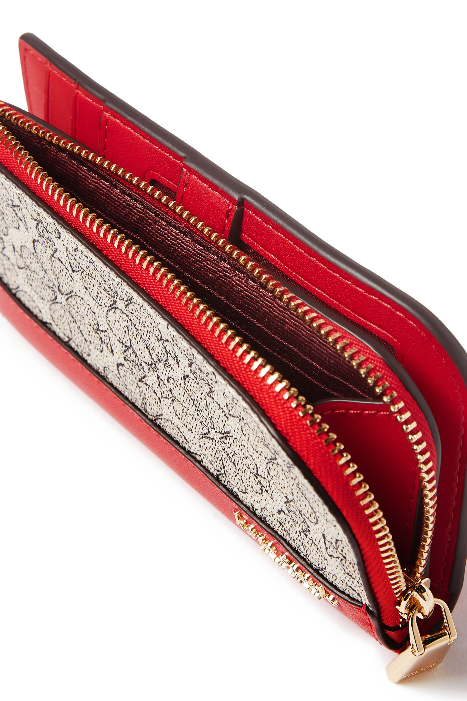 محفظة صغيرة بتصميم رفيع ثنائي الطي بنقشة زهور بشكل بستوني