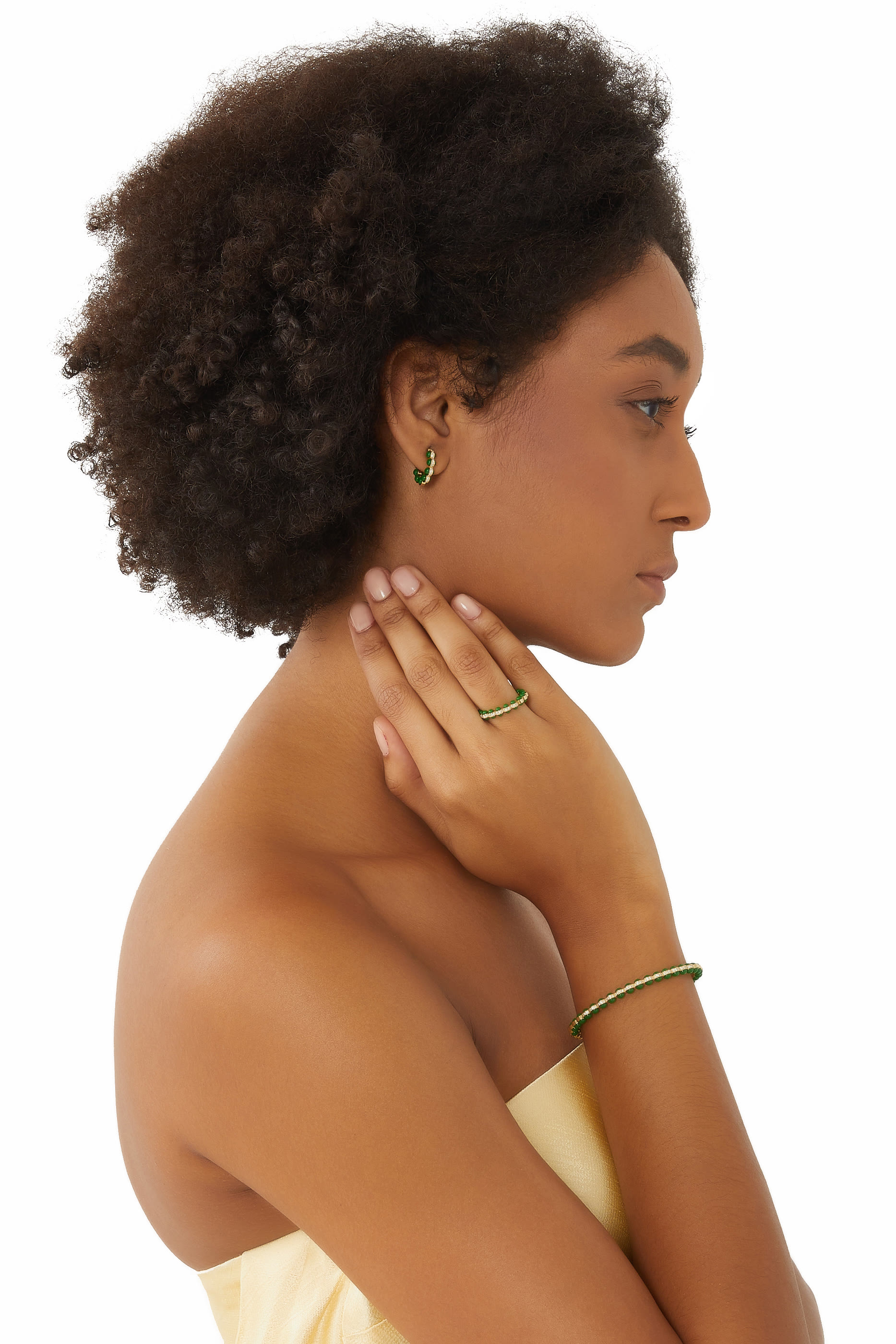 Chlorine Earrings Size 1, 18k Yellow Gold with Enamel & Diamonds