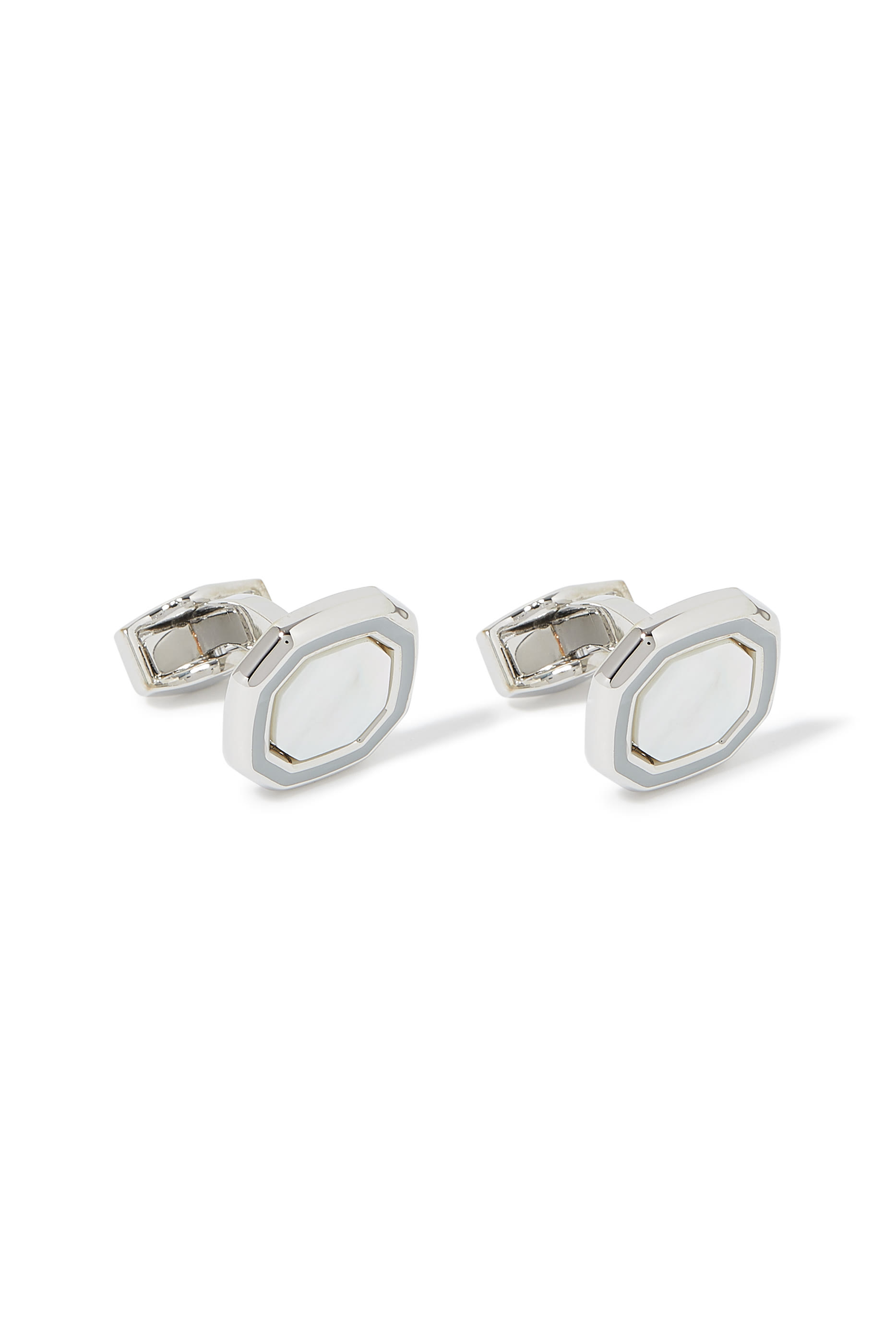 أزرار أكمام بتصميم مثمن مرصعة بأحجار شبه كريمة