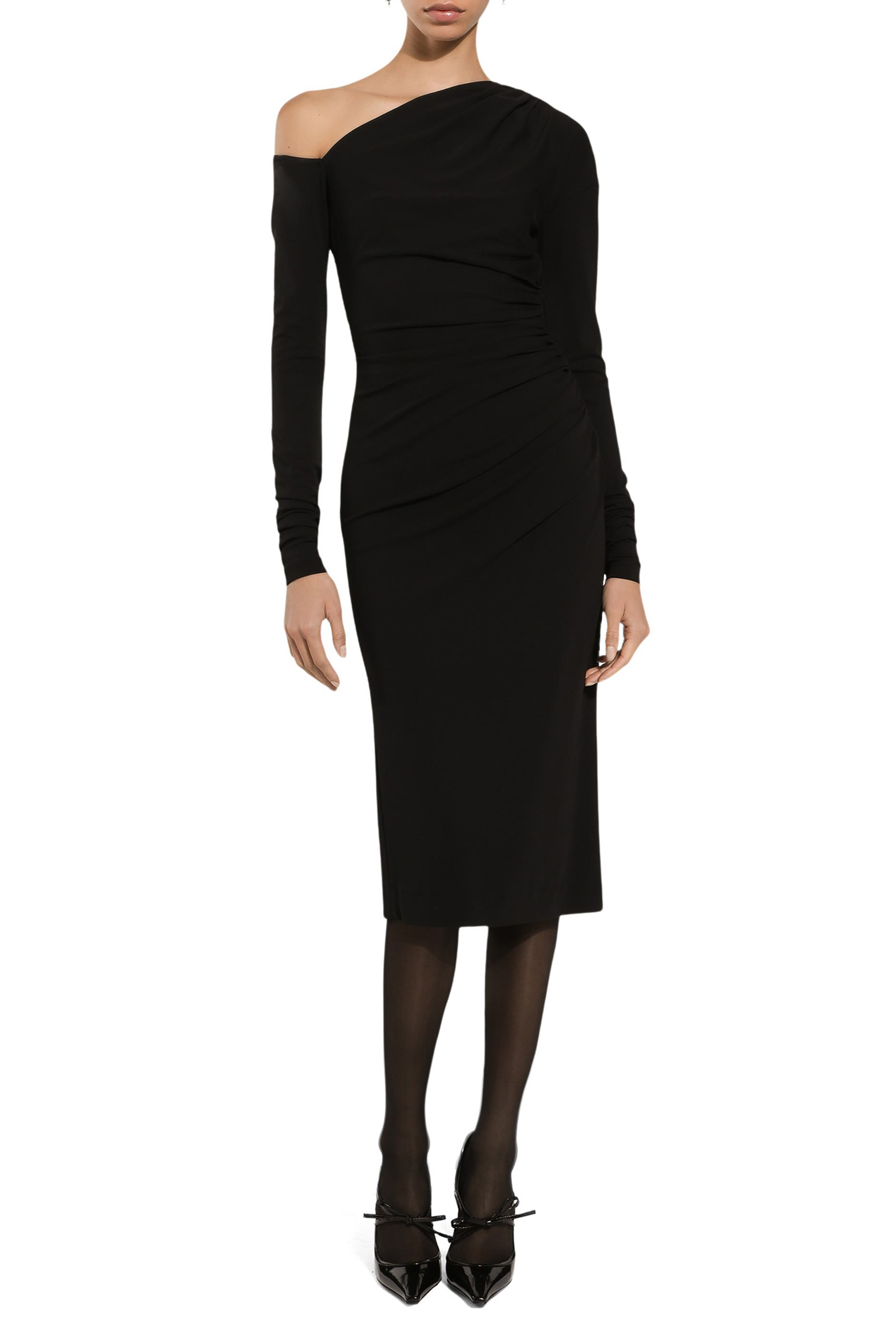 فستان متوسط الطول بكتف واحد