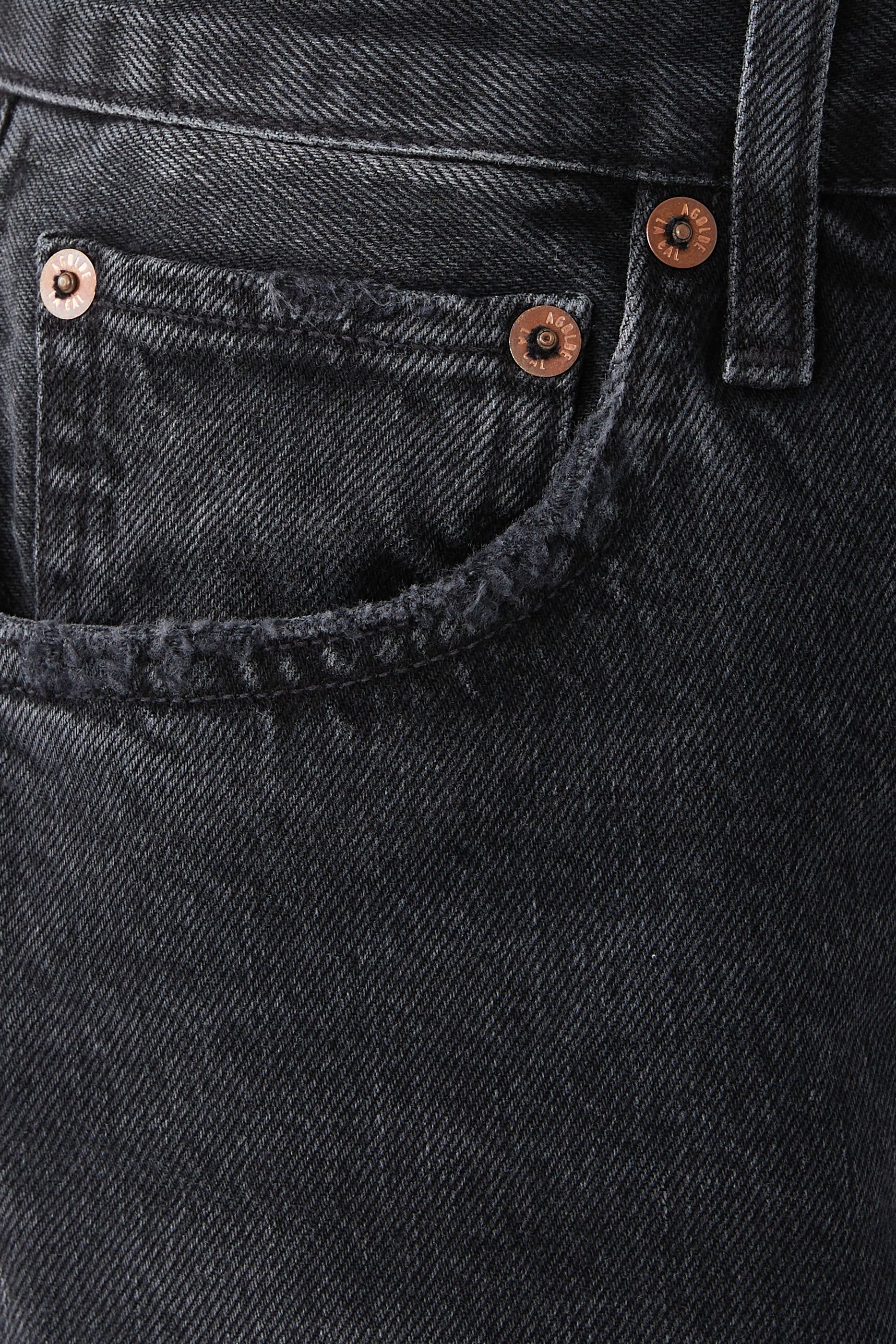 بنطال جينز رايلي بقصة ساق مستقيمة فصيرة وخصر مرتفع