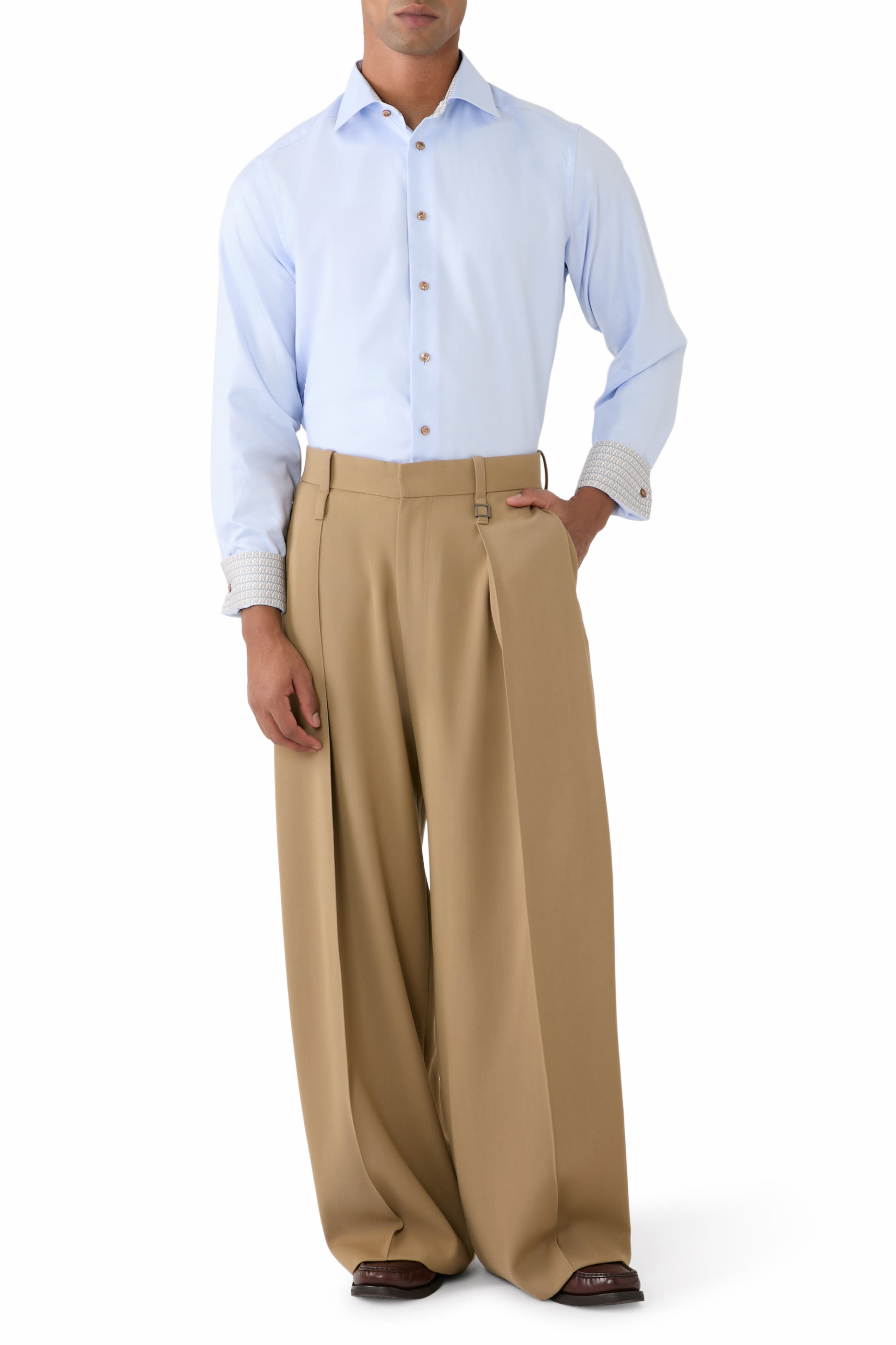 قميص تويل بارز الملمس بنقشة هندسية