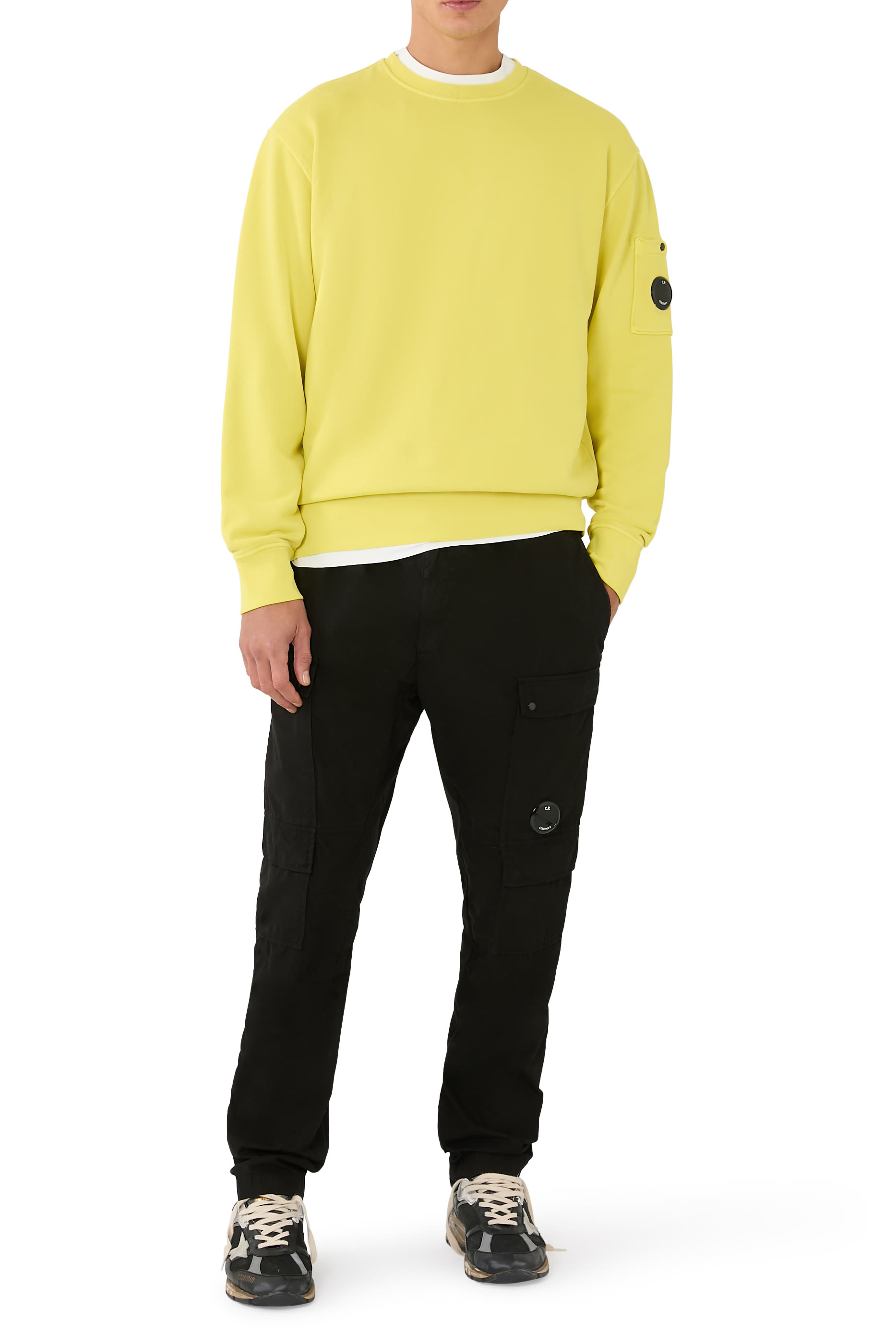 سويت شيرت بياقة ضيقة صوف بارز بحياكة مائلة