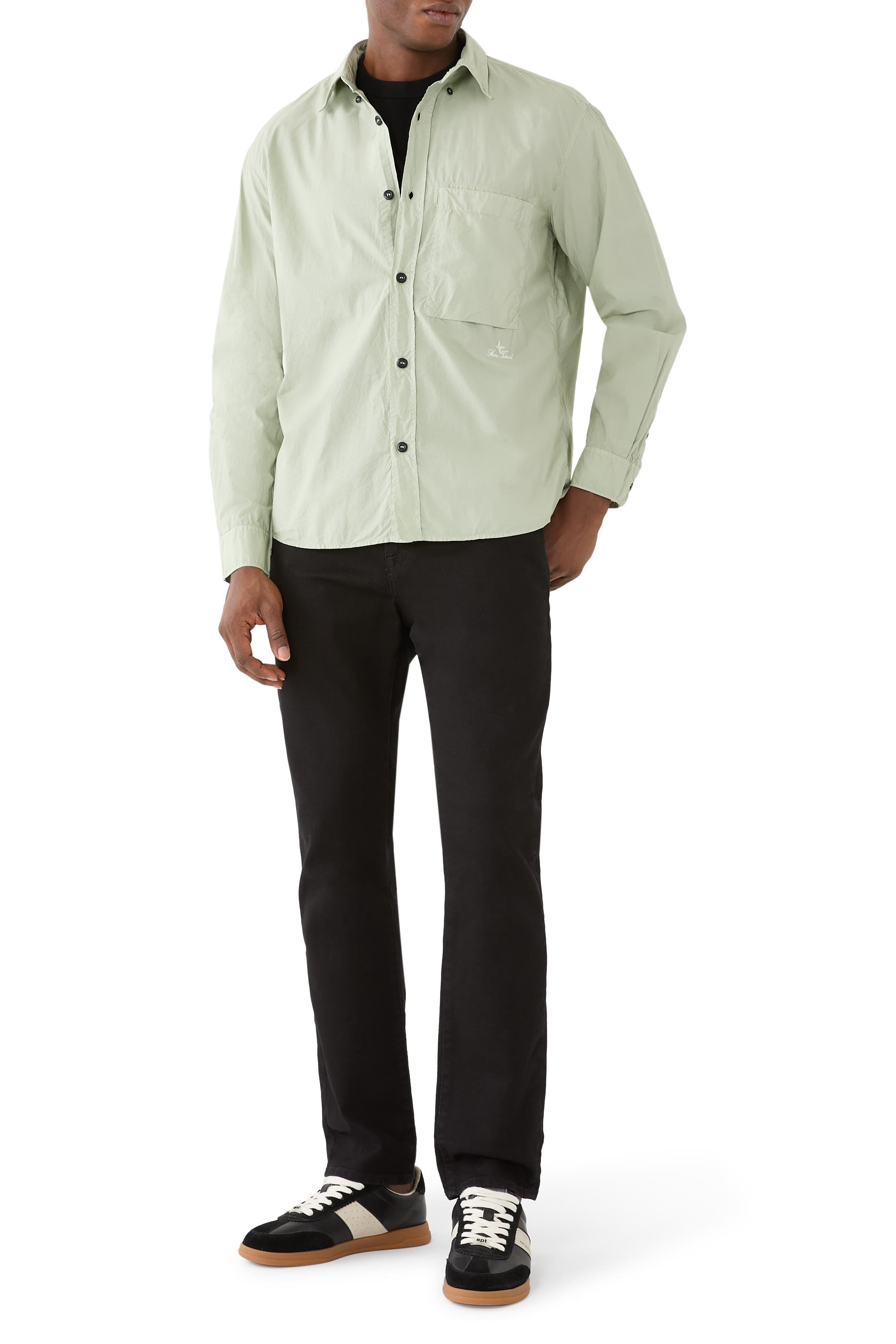 قميص بنمط جاكيت قطن عضوي تيلا مصبوغ