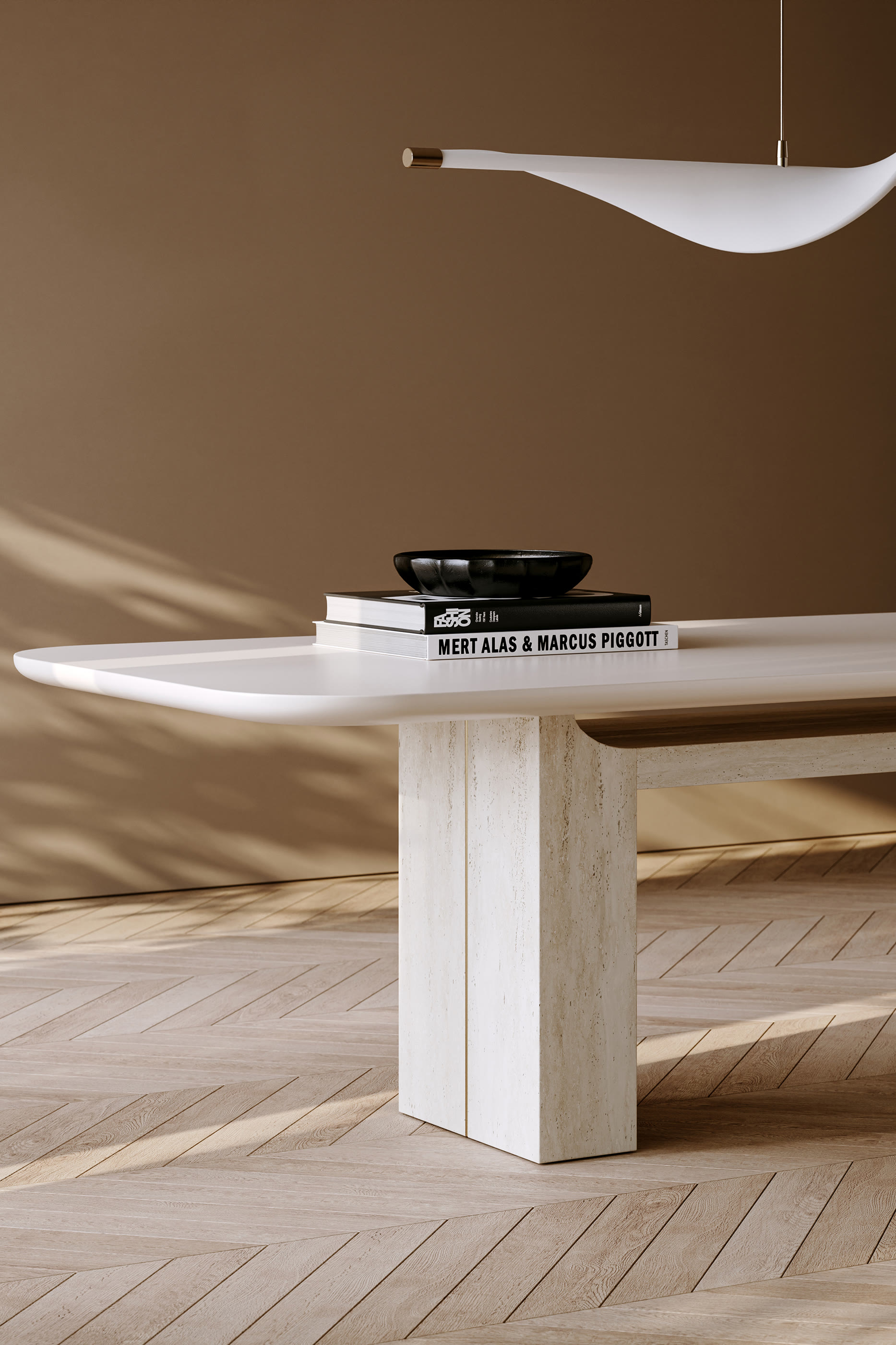 طاولة طعام مستطيلة بتصميم متداخل