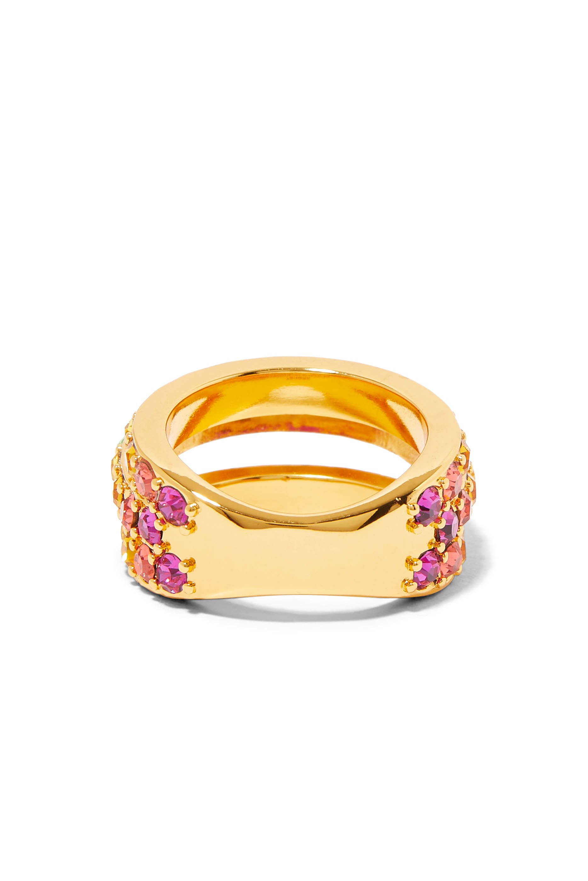 خاتم بتصميم بثلاث طبقات متعددة الألوان نحاس مرصع بالكريستال