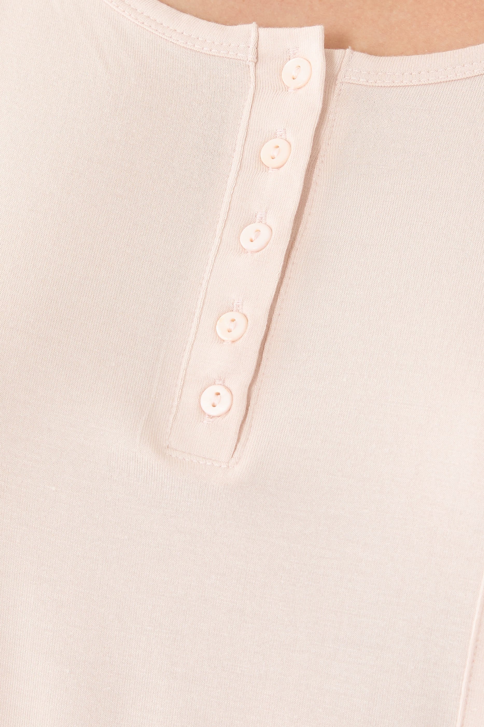 طقم بيجامة بقصة مربعة مريحة بياقة هينلي