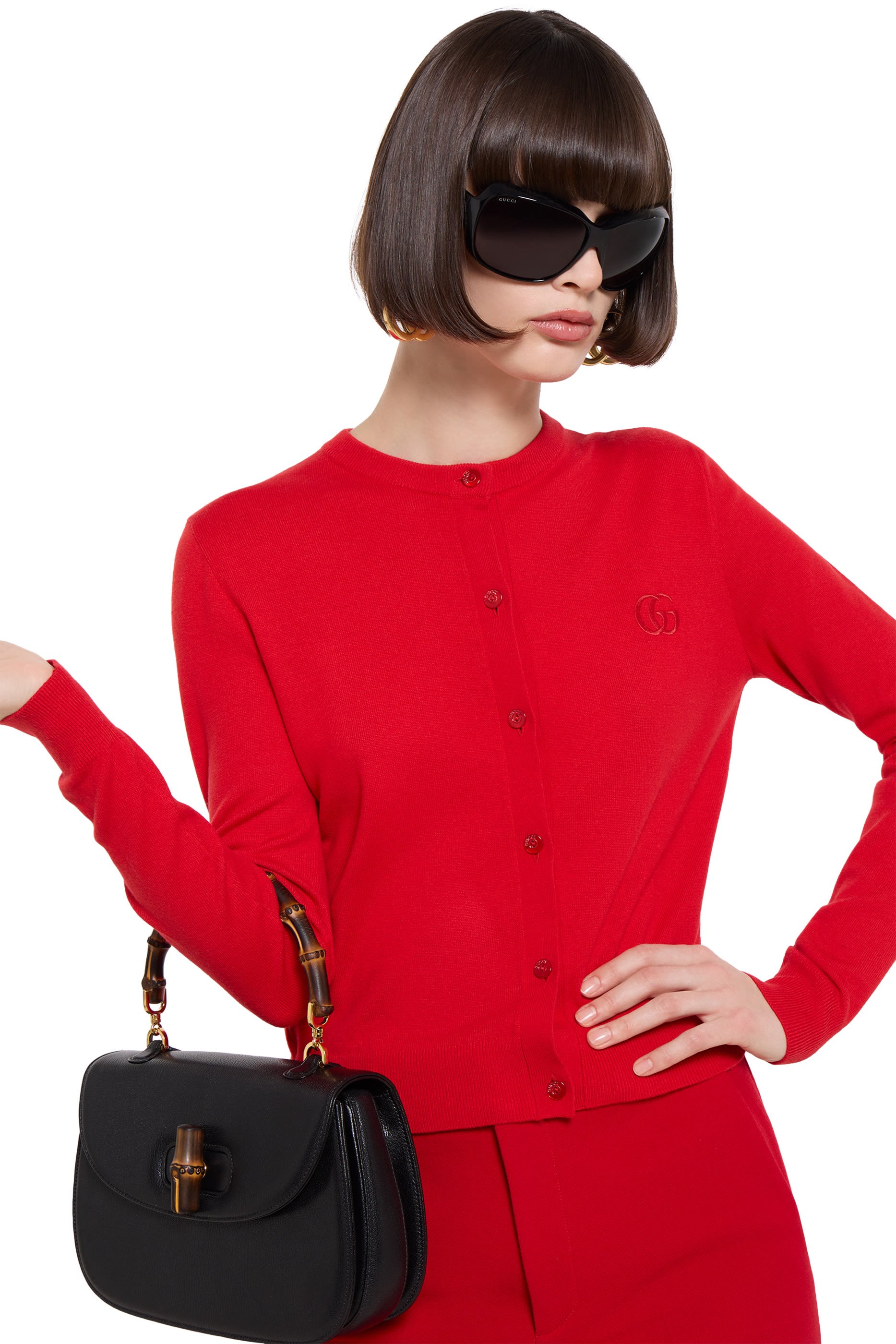 كارديغان بياقة ضيقة وأكمام طويلة