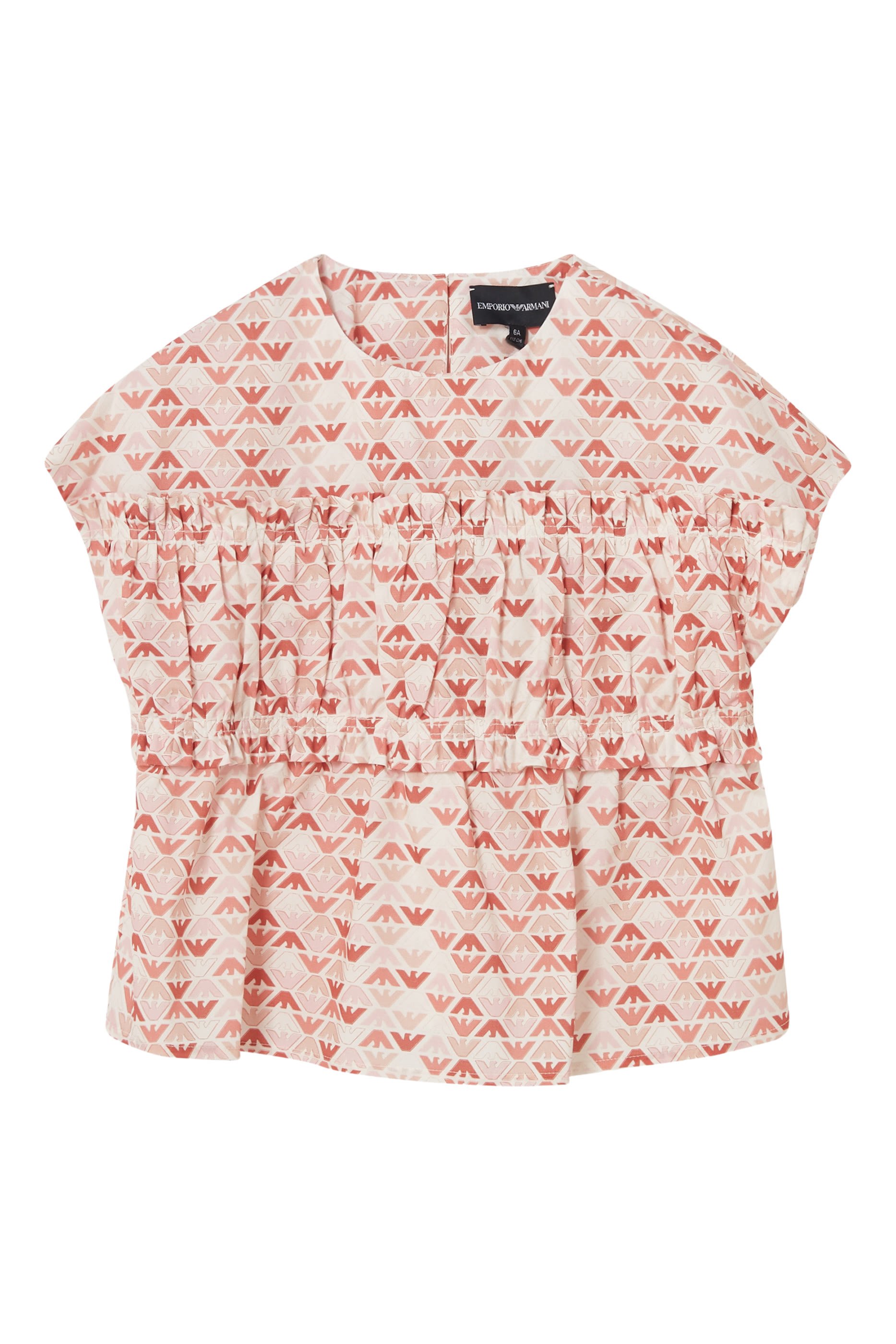 بلوزة بنقشة شعار الماركة قطن للأطفال