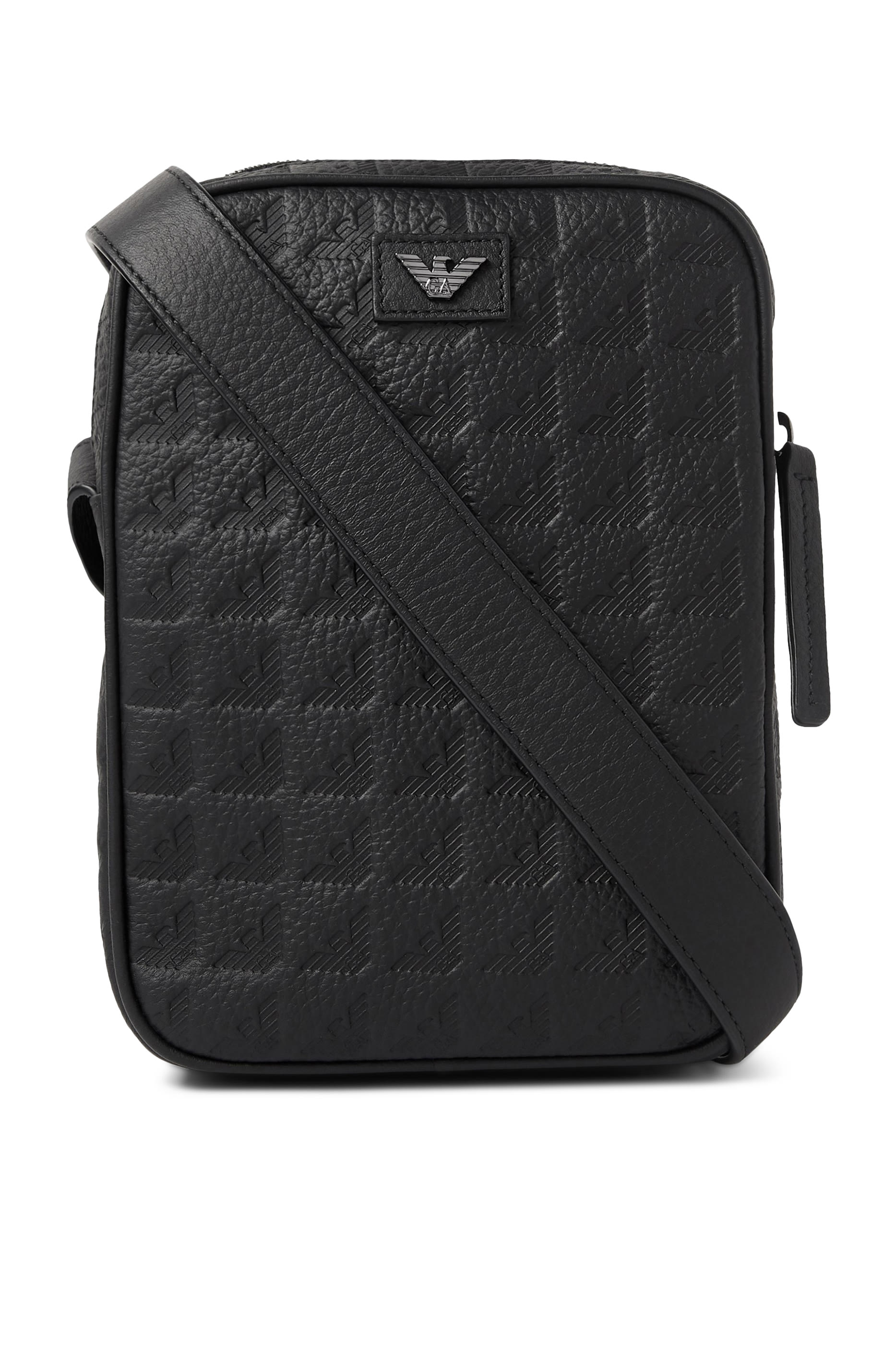 حقيبة كتف بتصميم مسطح مزينة كليا بشعار الماركة جلد