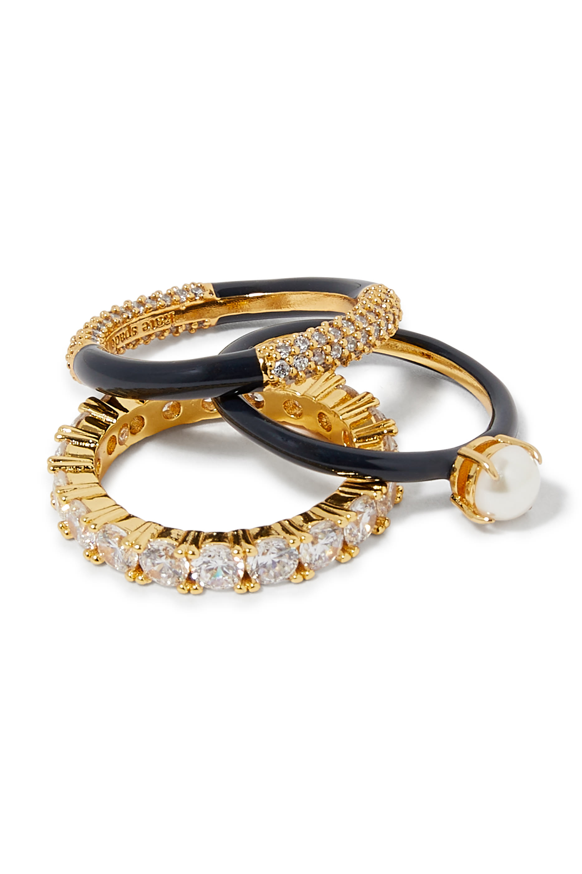 خاتم هينت اوف شيمر متعدد الطبقات مرصع بأحجار وركونيا وحجر زجاجي معدن مطلي بمينا