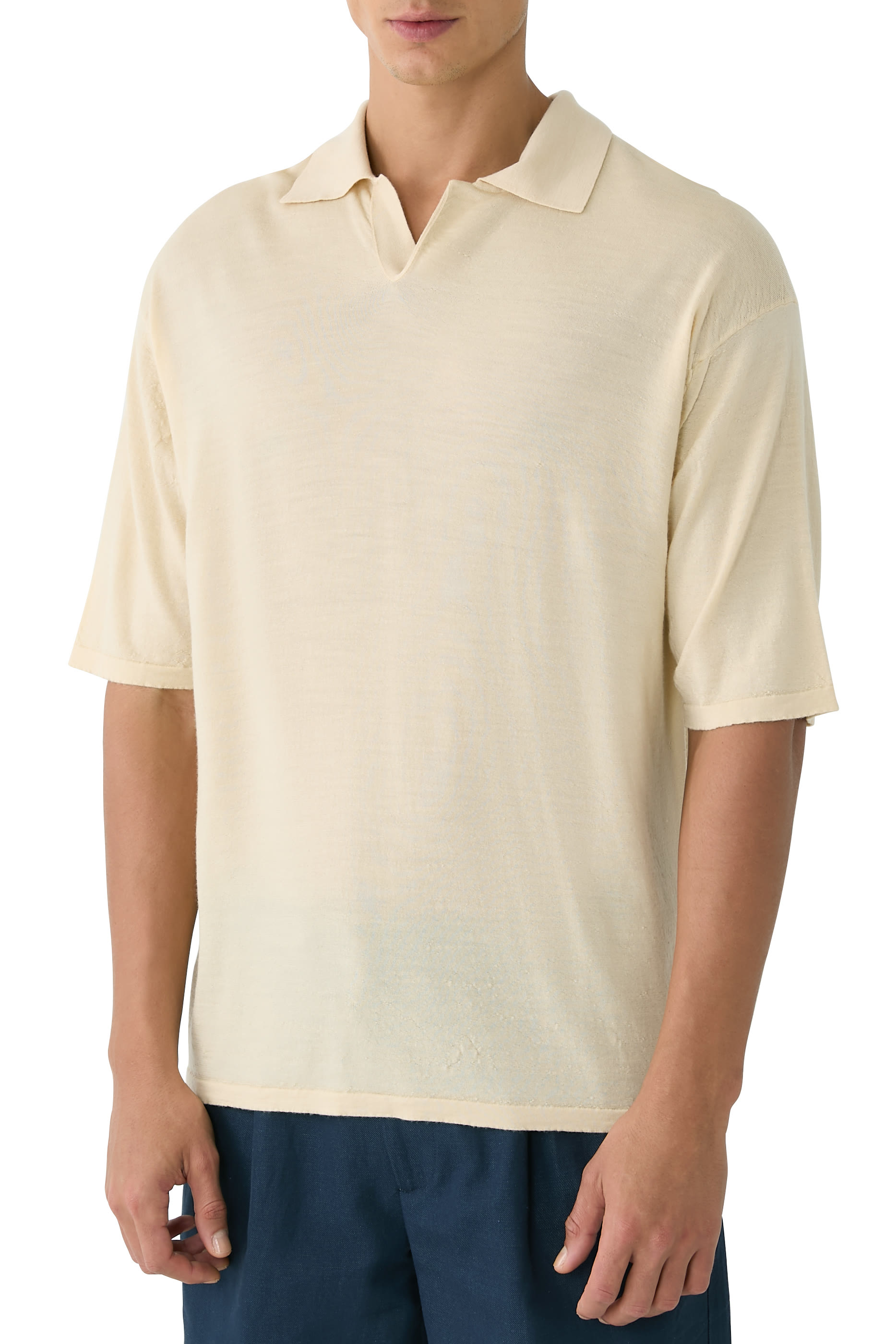 قميص بولو نسيج صوف مصبوغ