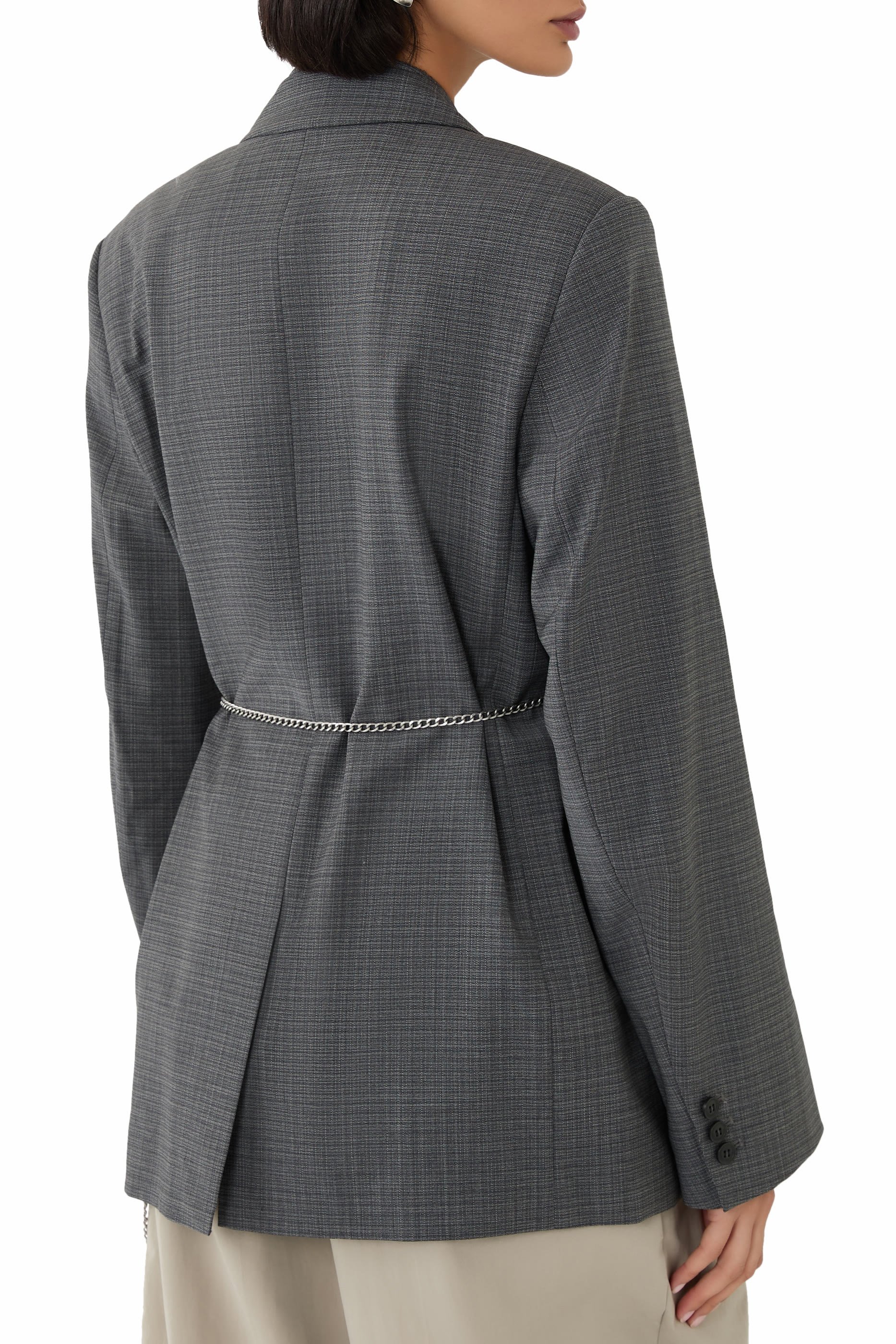 بليزر بحافة منسلة مزيج صوف