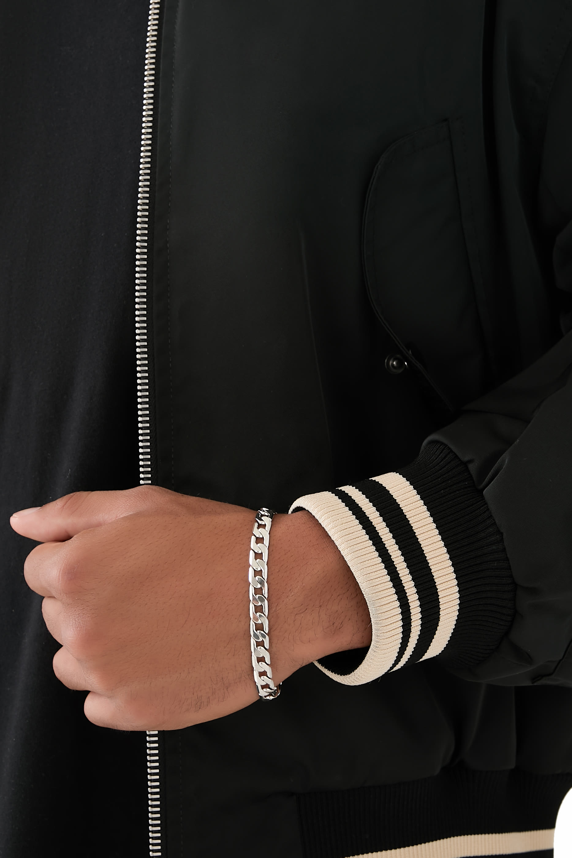 سوار بسلسلة بحلقات بنمط كوبي، فضة إسترلينية 925