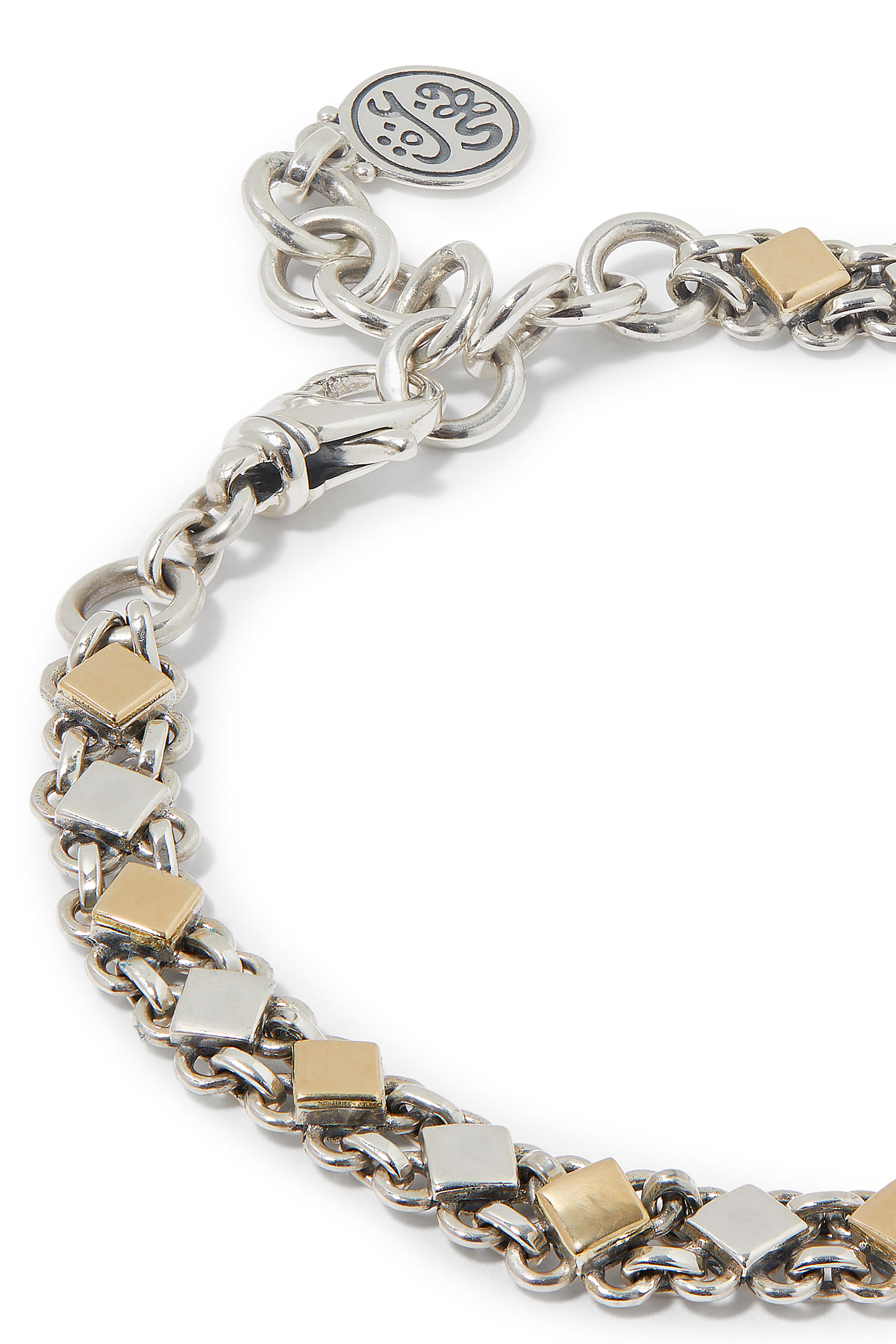 سوار ماي إنتيرنتي بحلية بتصميم زر وكتابة عربية، ذهب عيار 18 وفضة استرلينية