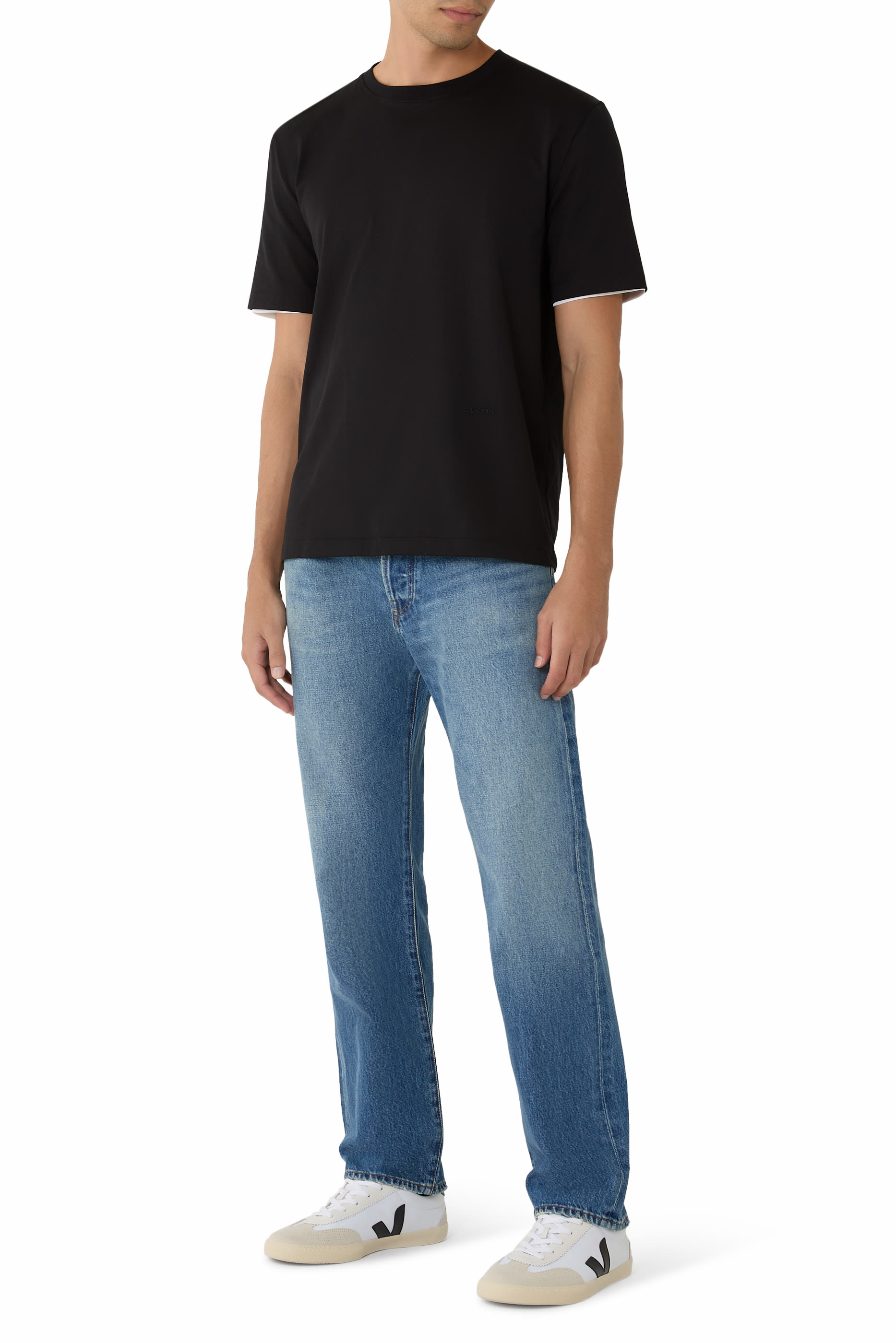 بنطال بو بقصة ساق مستقيمة دنيم