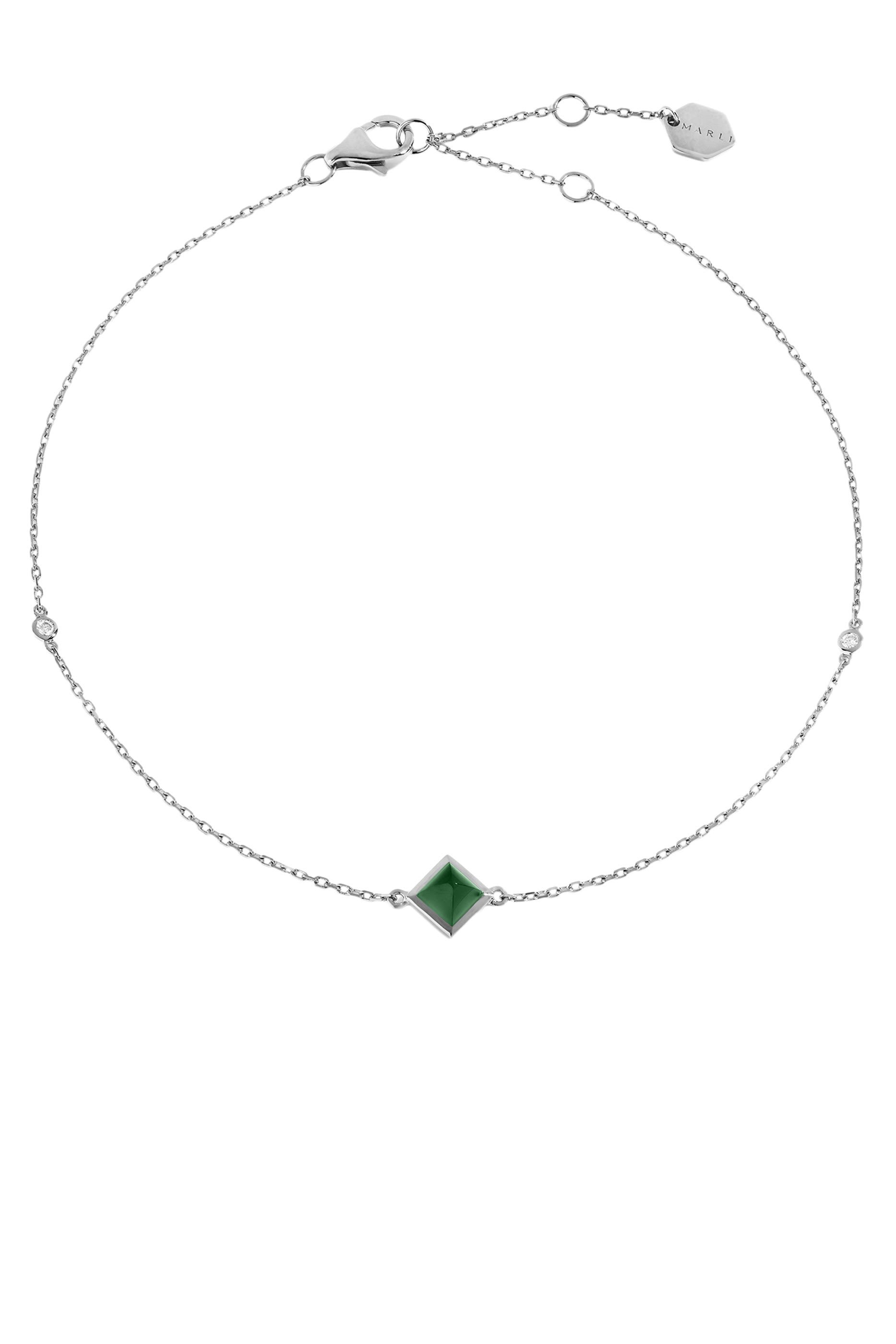 خلخال كليو مرصع بالماس والعقيق الأخضر ذهب أبيض عيار 18