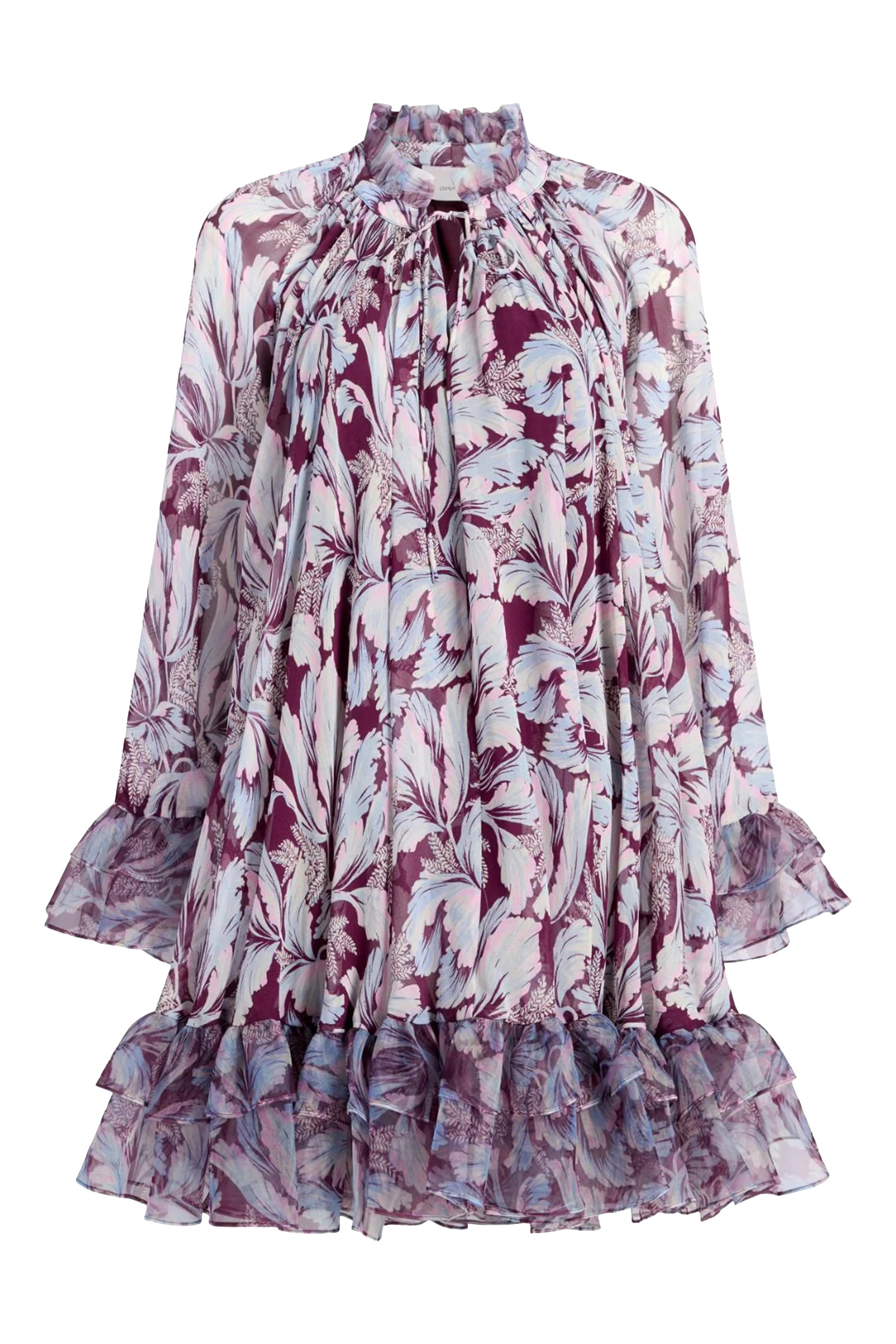 فستان ليرا قصير بنقشة توليب متعددة الألوان