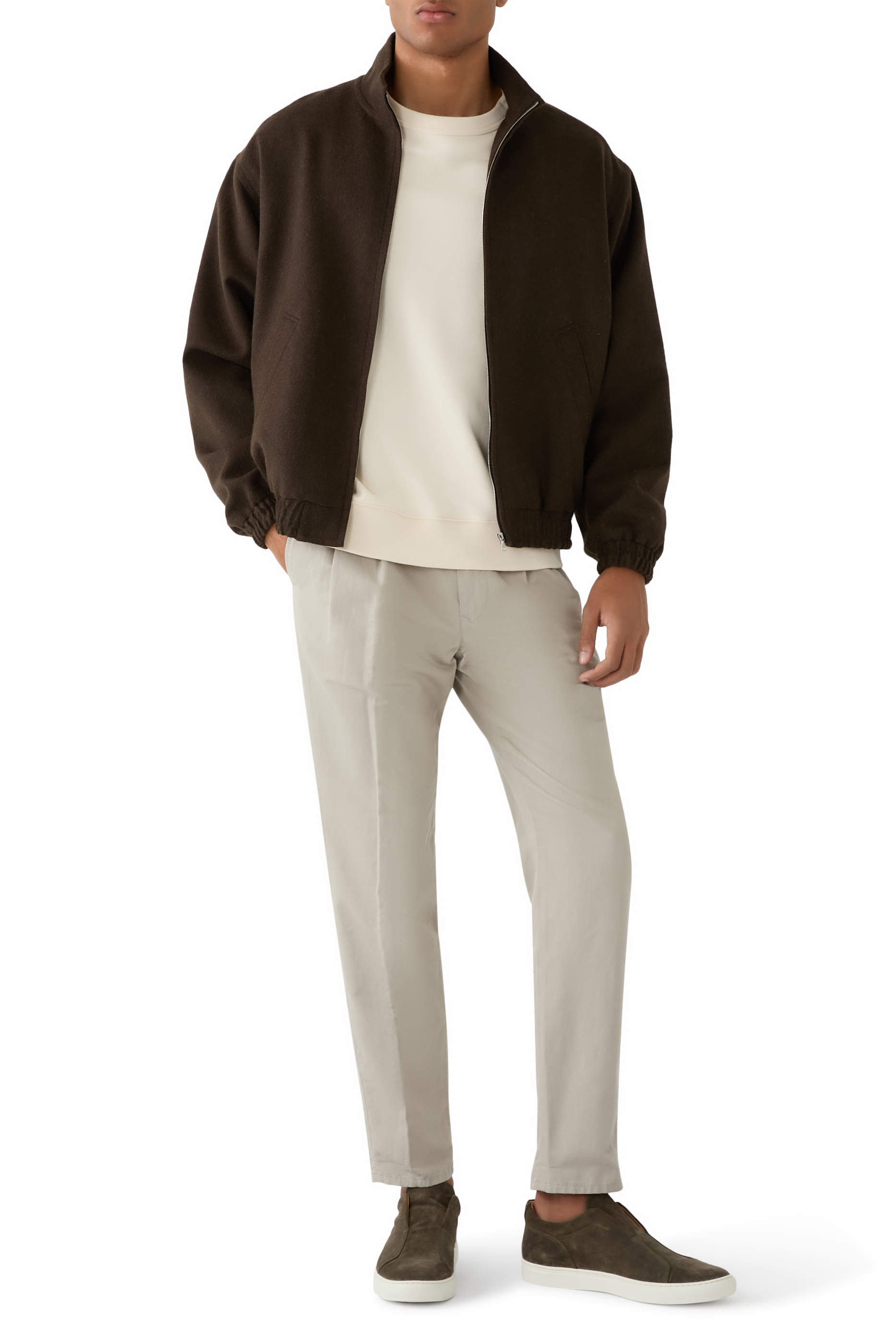 بنطال انكوتكس بقصة ضيقة من الأسفل وطيات كتان