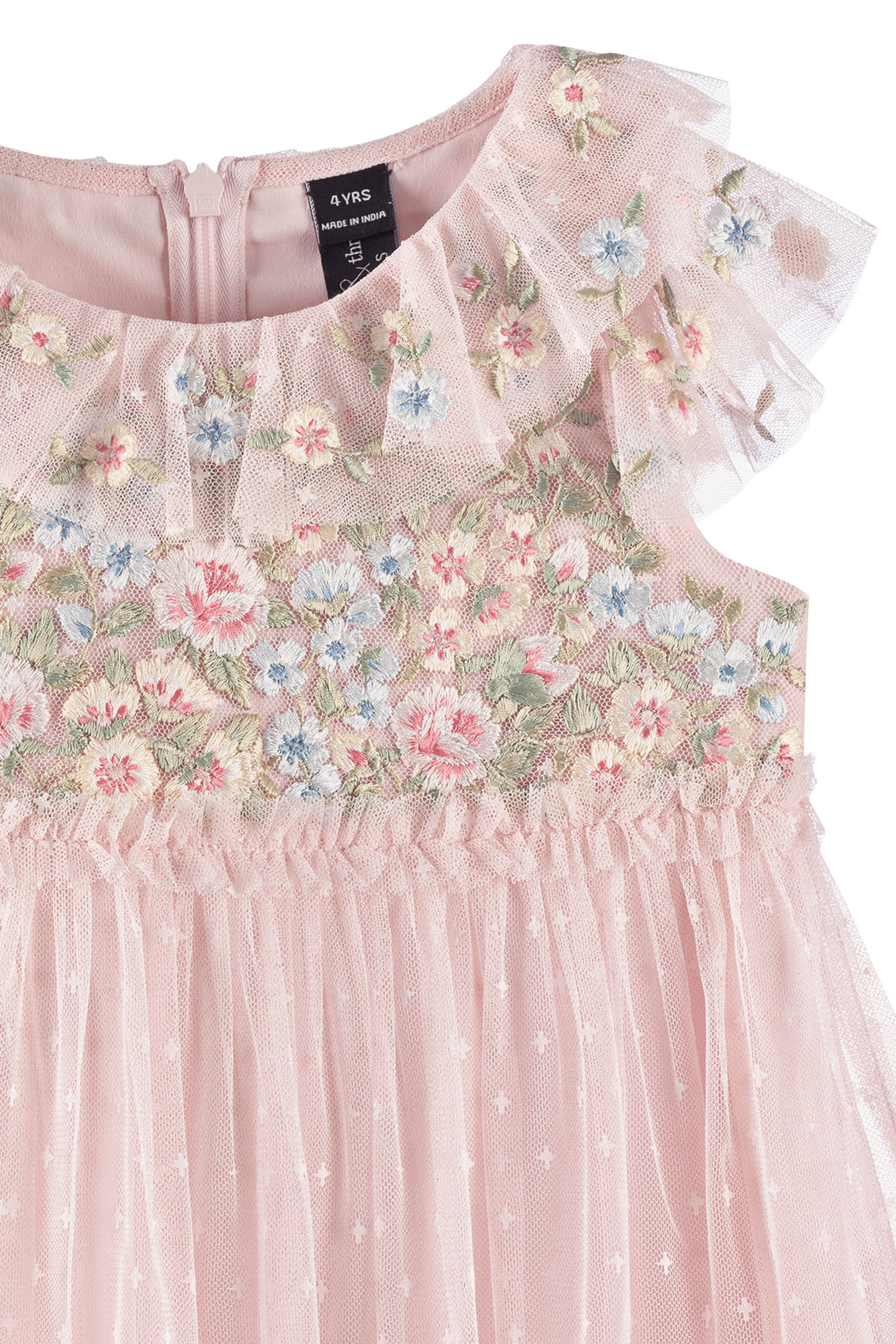 ANTOINETTES FLORAL BODICE KIDS DRESS:Light/Pastel Pink:3Y