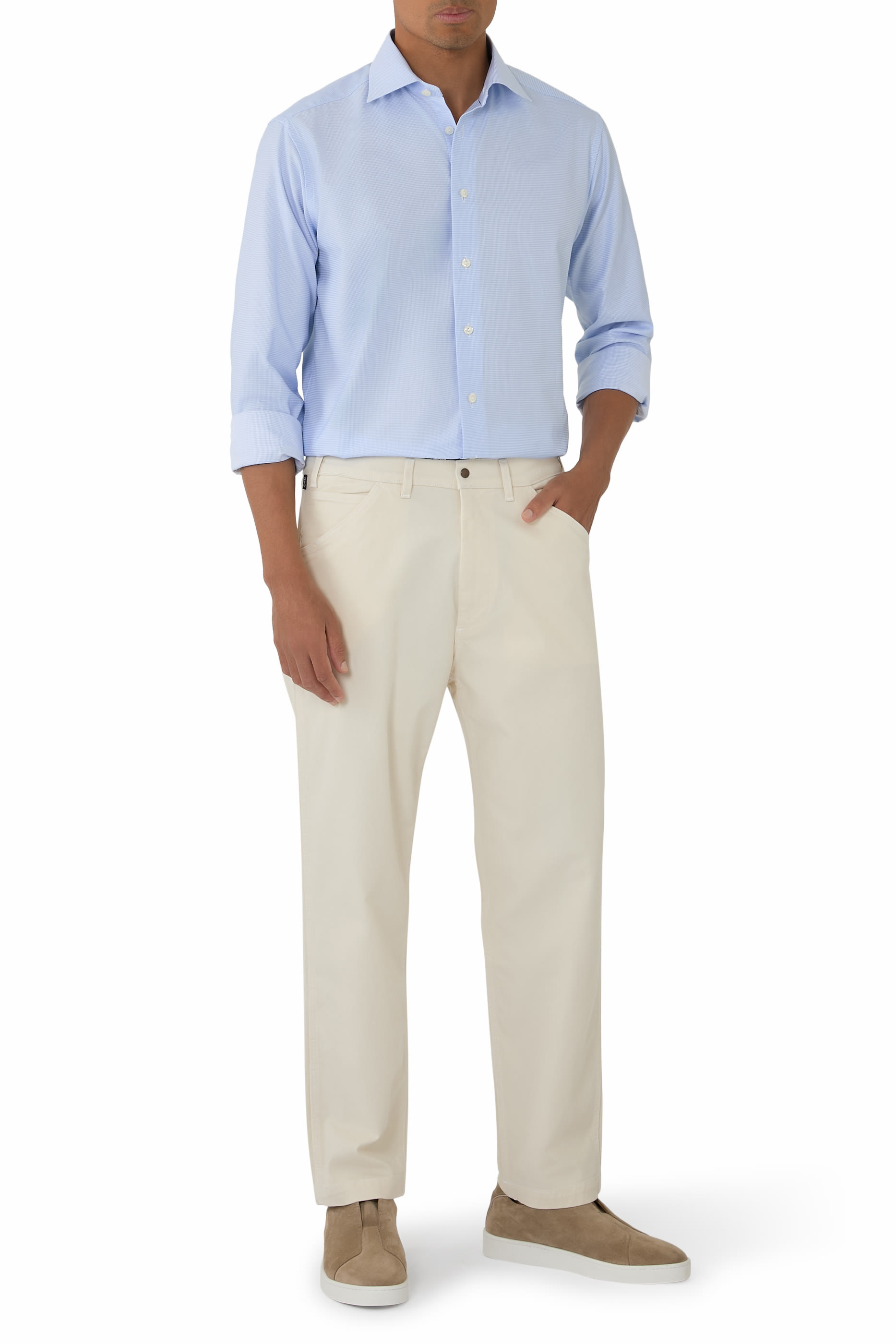 قميص بنقشة مربعات تويل مميز للماركة 