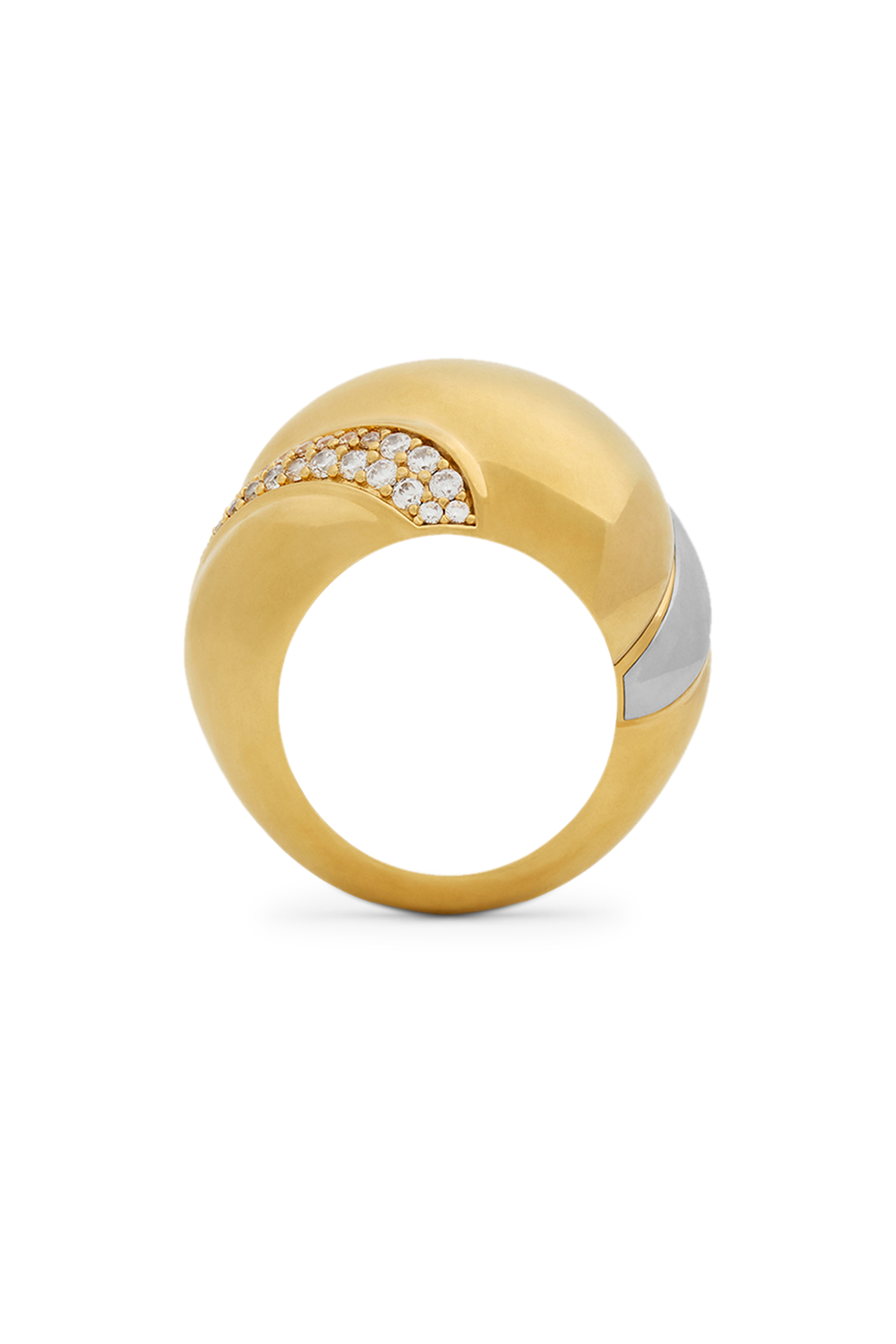 خاتم معدني بتصميم دوامة مرصع بالكريستال