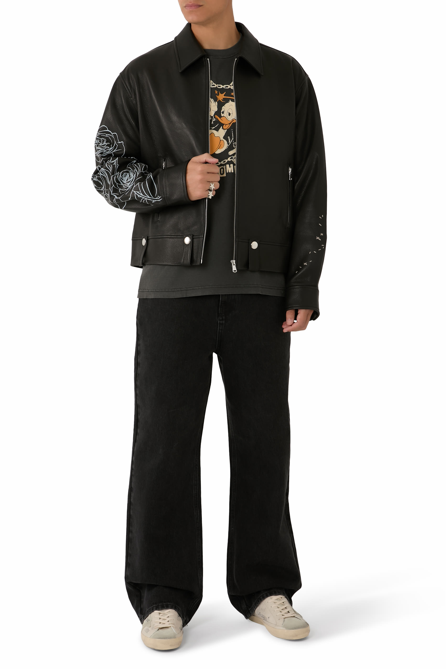 جاكيت بتصميم قميص مزين بتطريز أزهار