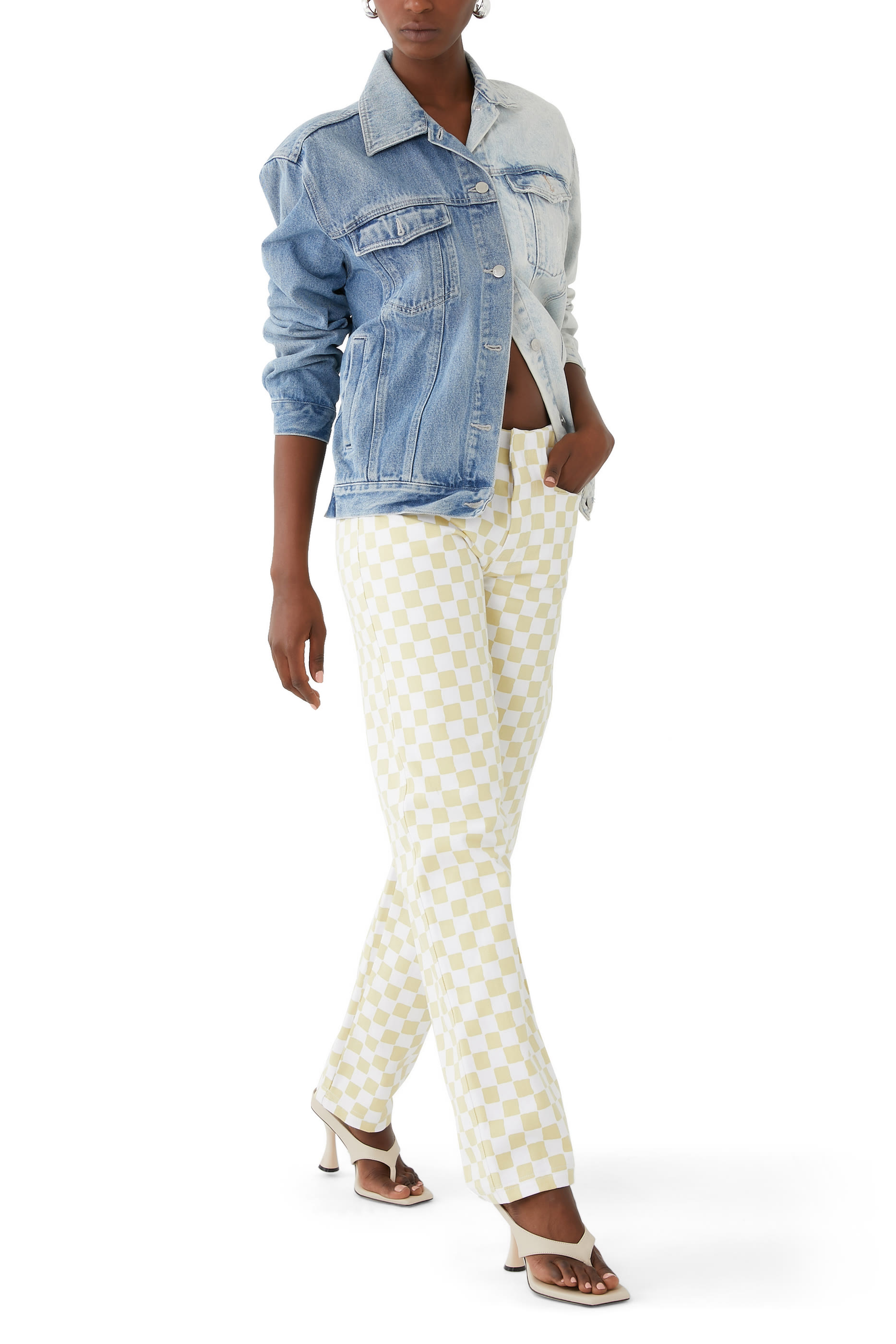 بنطال فاكيشن بنقشة مربعات