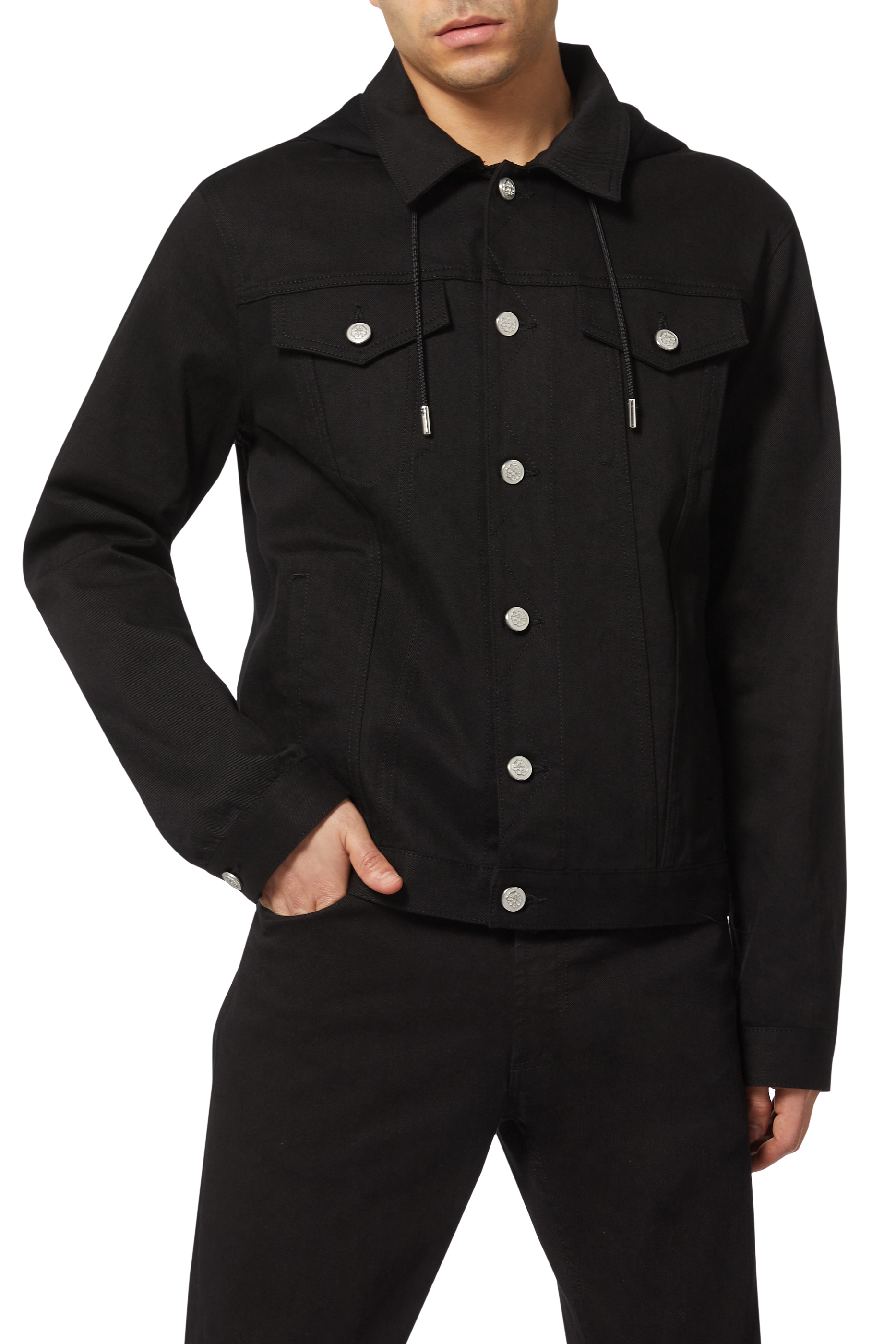 جاكيت دينم بغطاء رأس