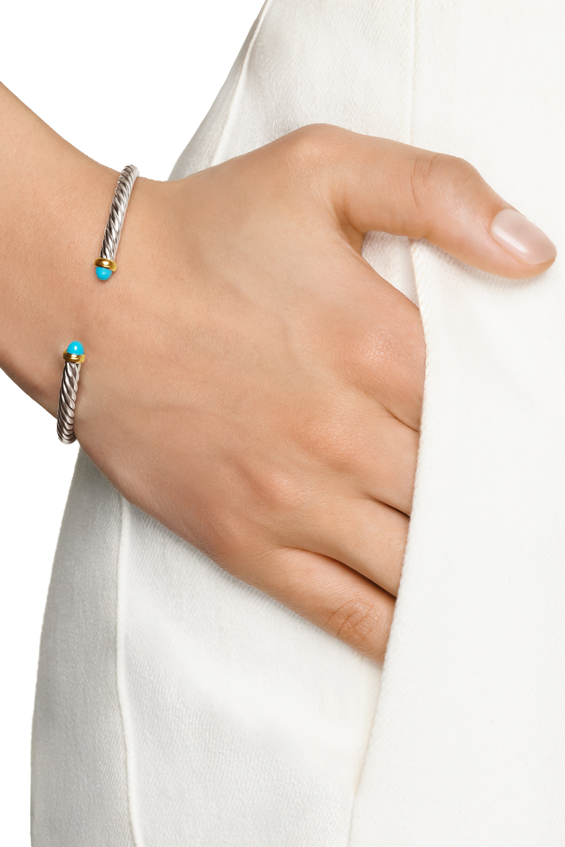 سوار كابل فلكس ذهب أصفر عيار 18 وفضة استرلينية