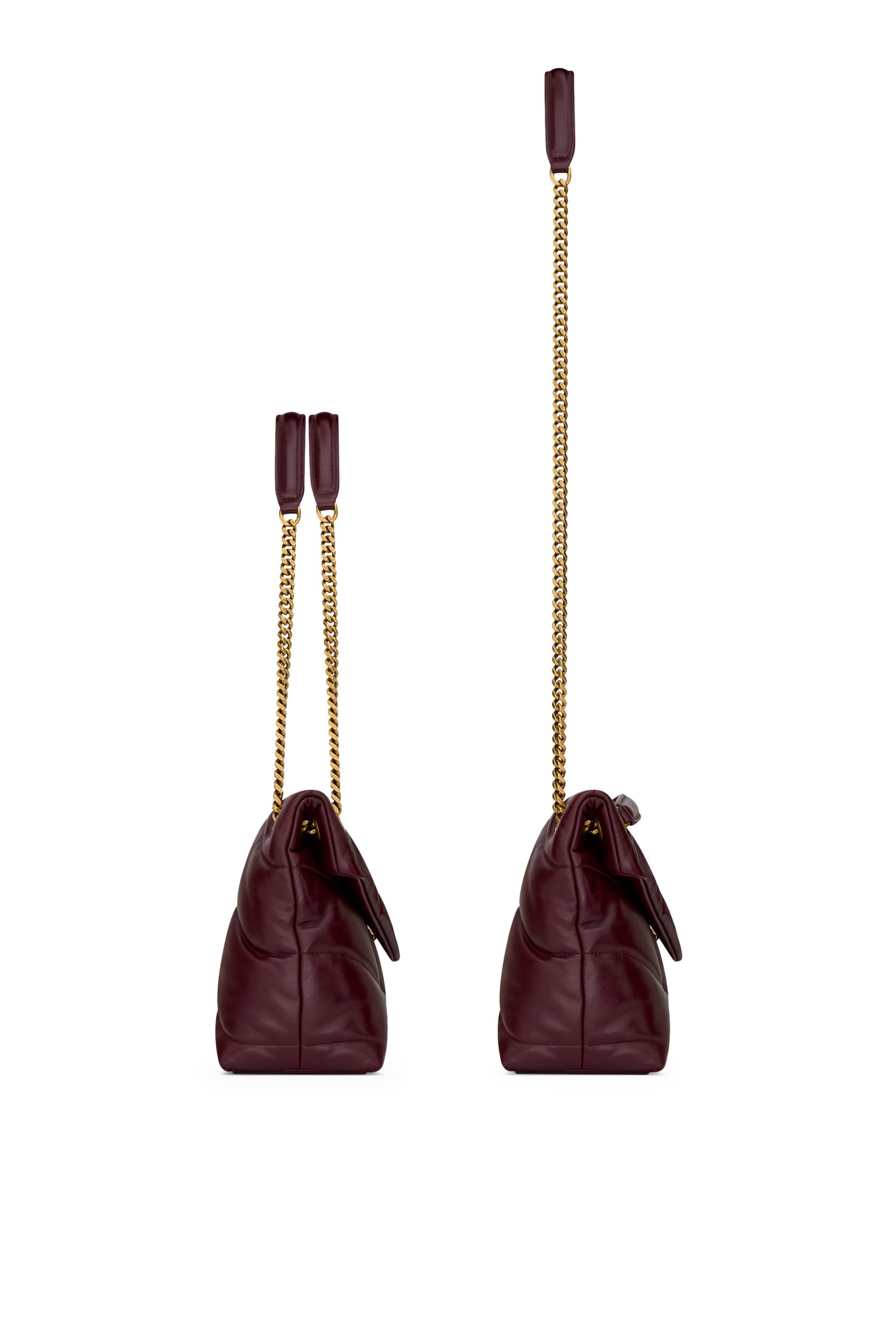 حقيبة كتف صغيرة بتصميم منفوخ جلد لامع