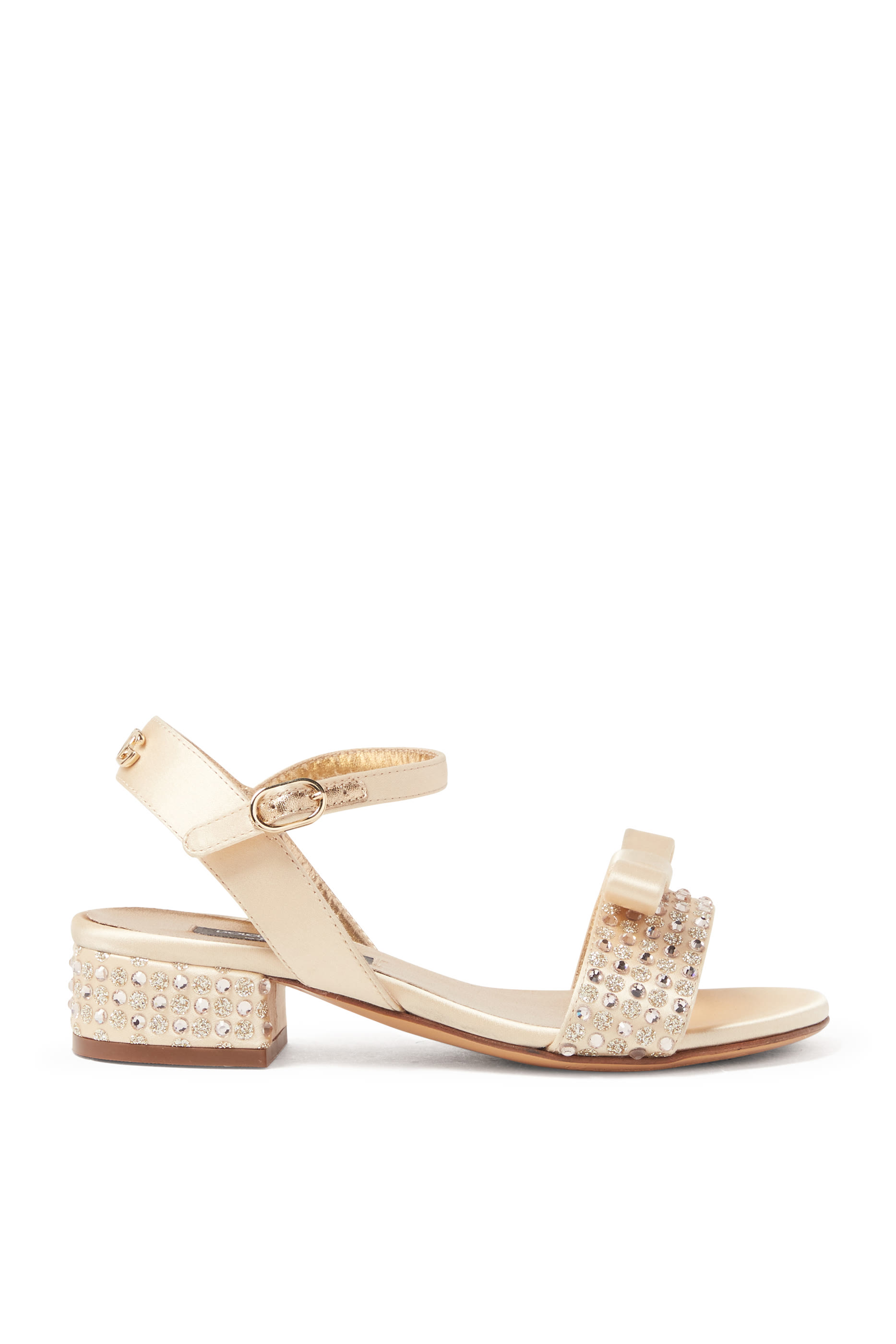 صندل ساتان مزين بنقاط لامعة وأحجار الراين للأطفال