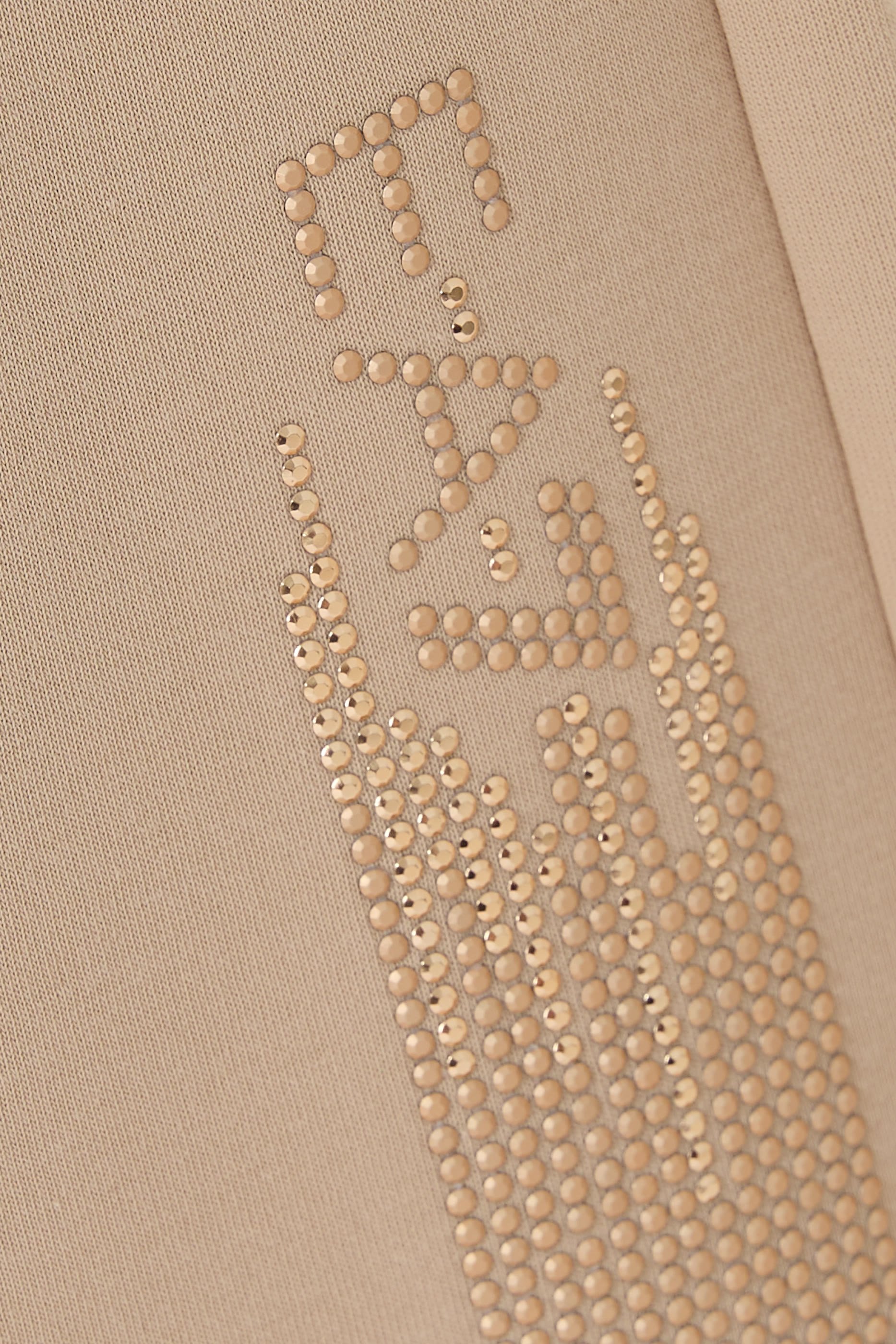 بنطال بقصة ساق واسعة وشعار الماركة مزيج قطن