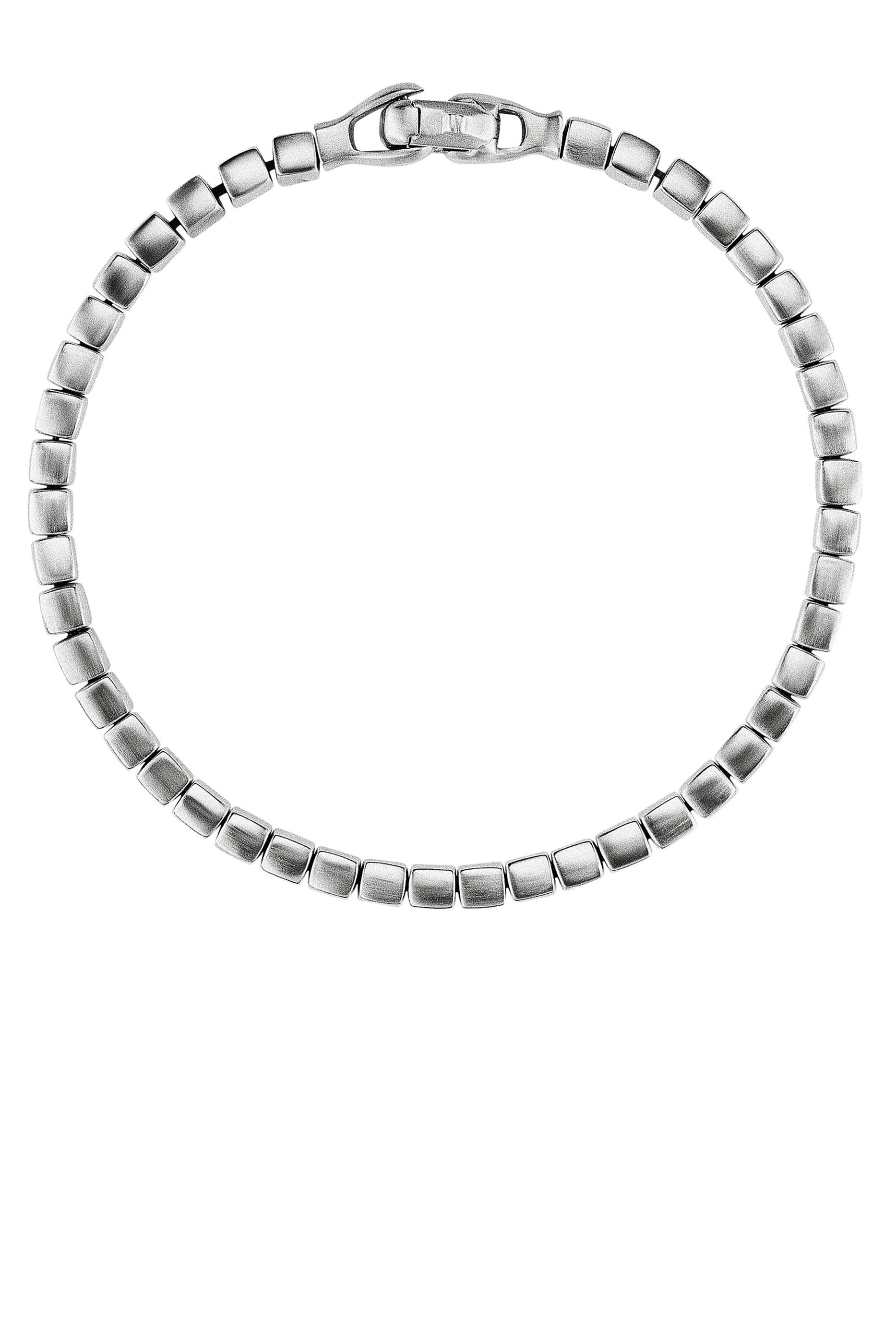 سوار بتصميم مسبحة بخرز مربع، فضة استرلينية