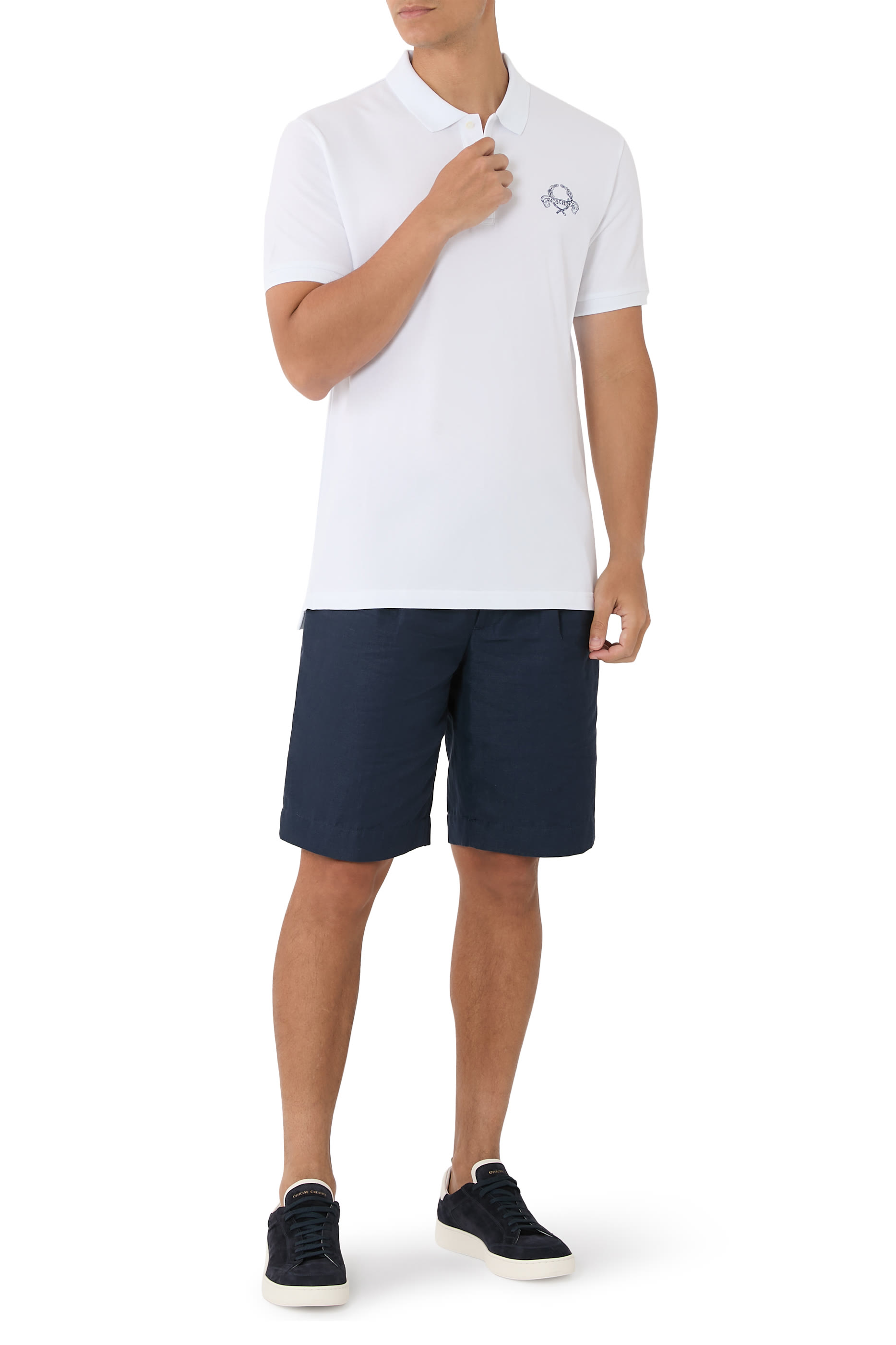 قميص بولو بشعار الماركة بغصني أوراق الغار قطن بيكيه