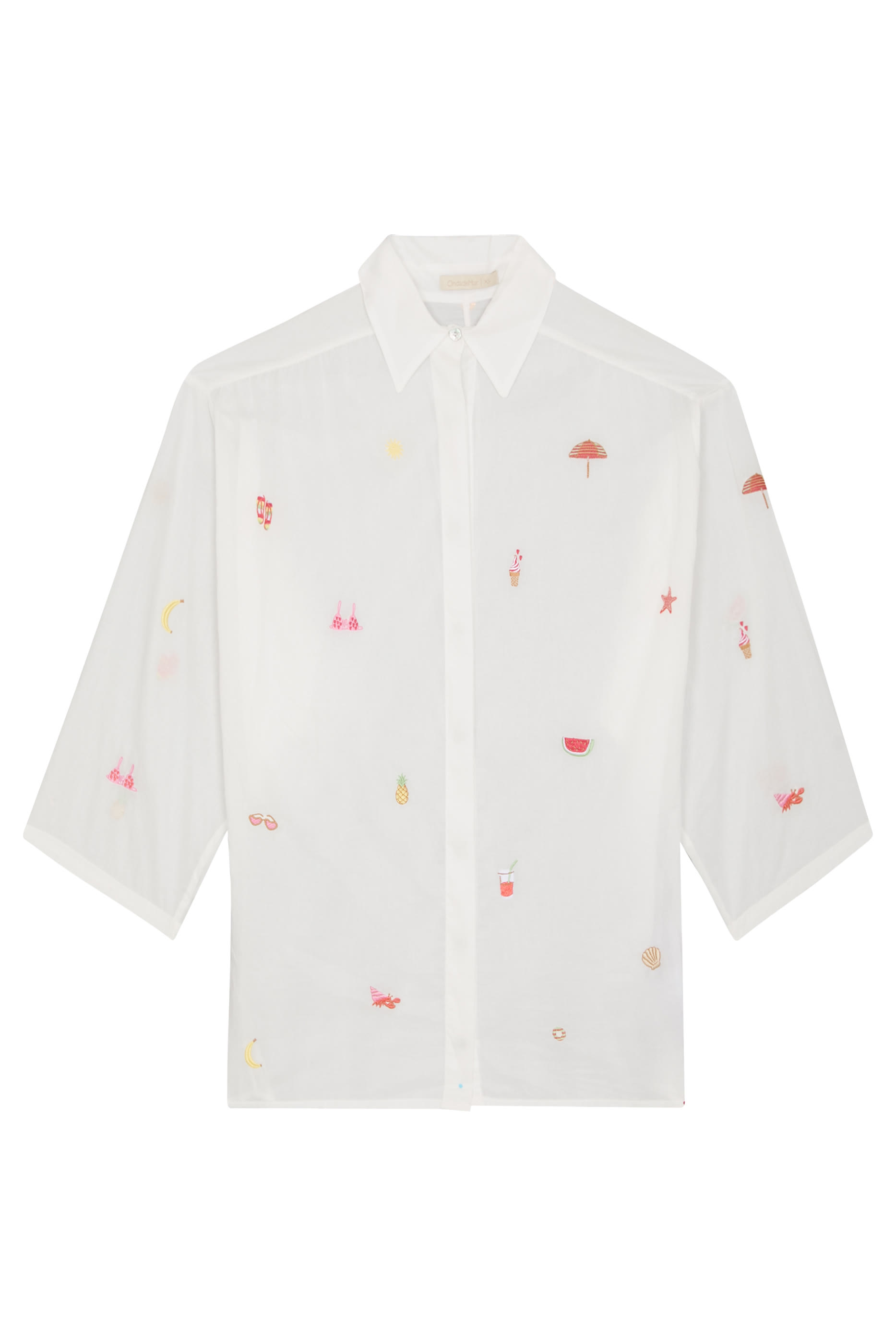 قميص أليا بتصميم فضفاضة مطرز بأكمام طويلة