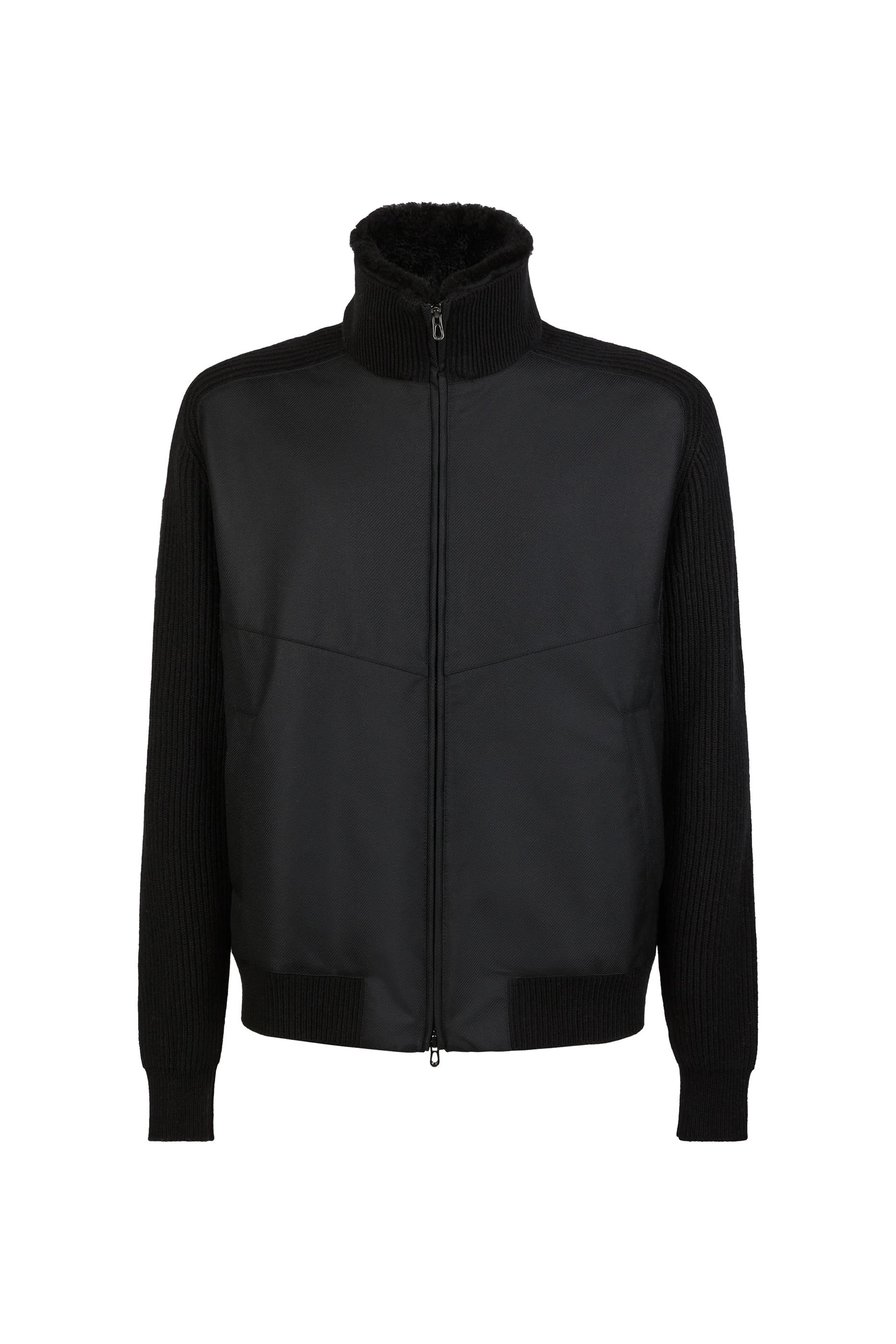 جاكيت بومبر منسوج خامات متنوعة وفرو