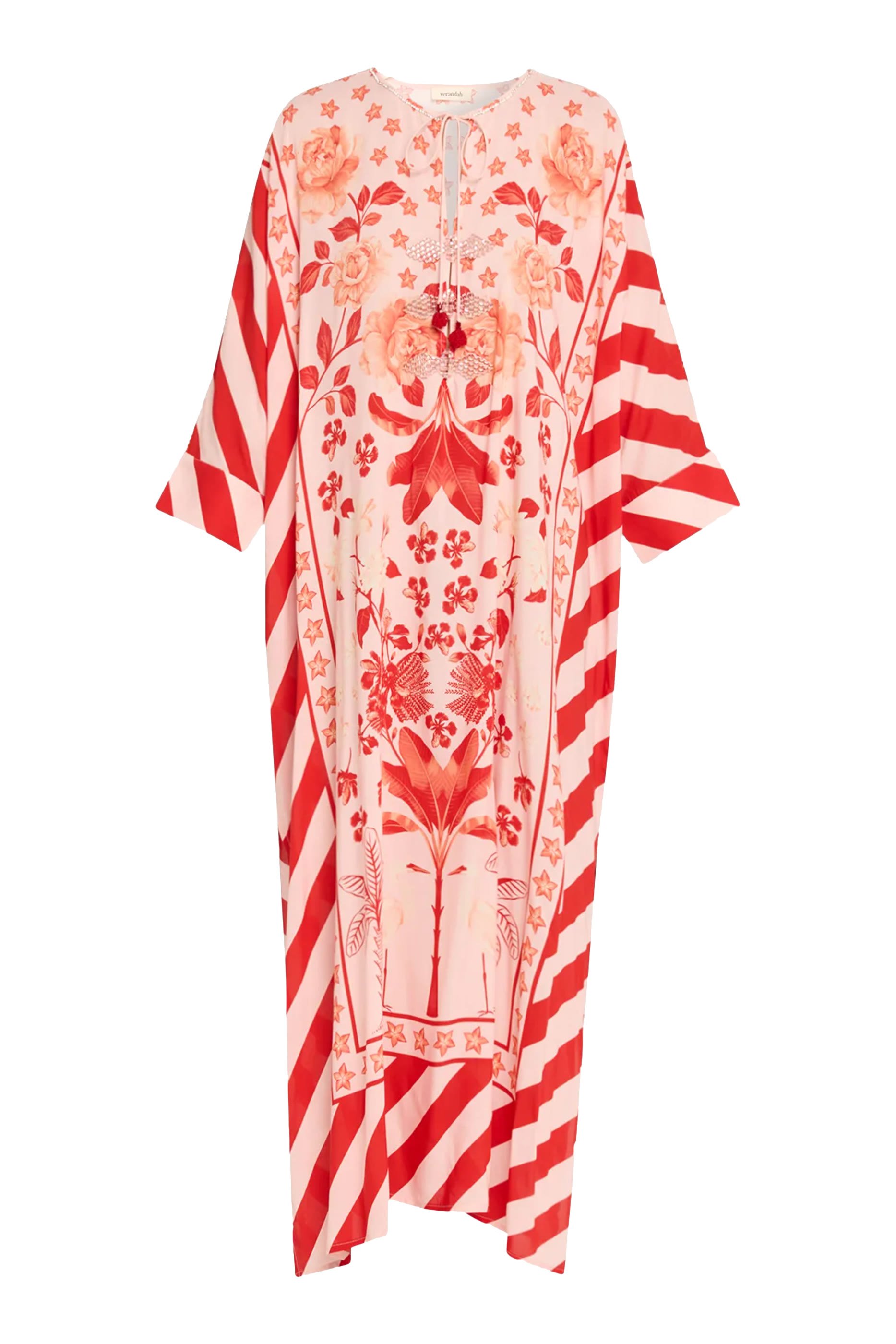 قفطان بأكمام بتصميم جناح الخفاش وخرز