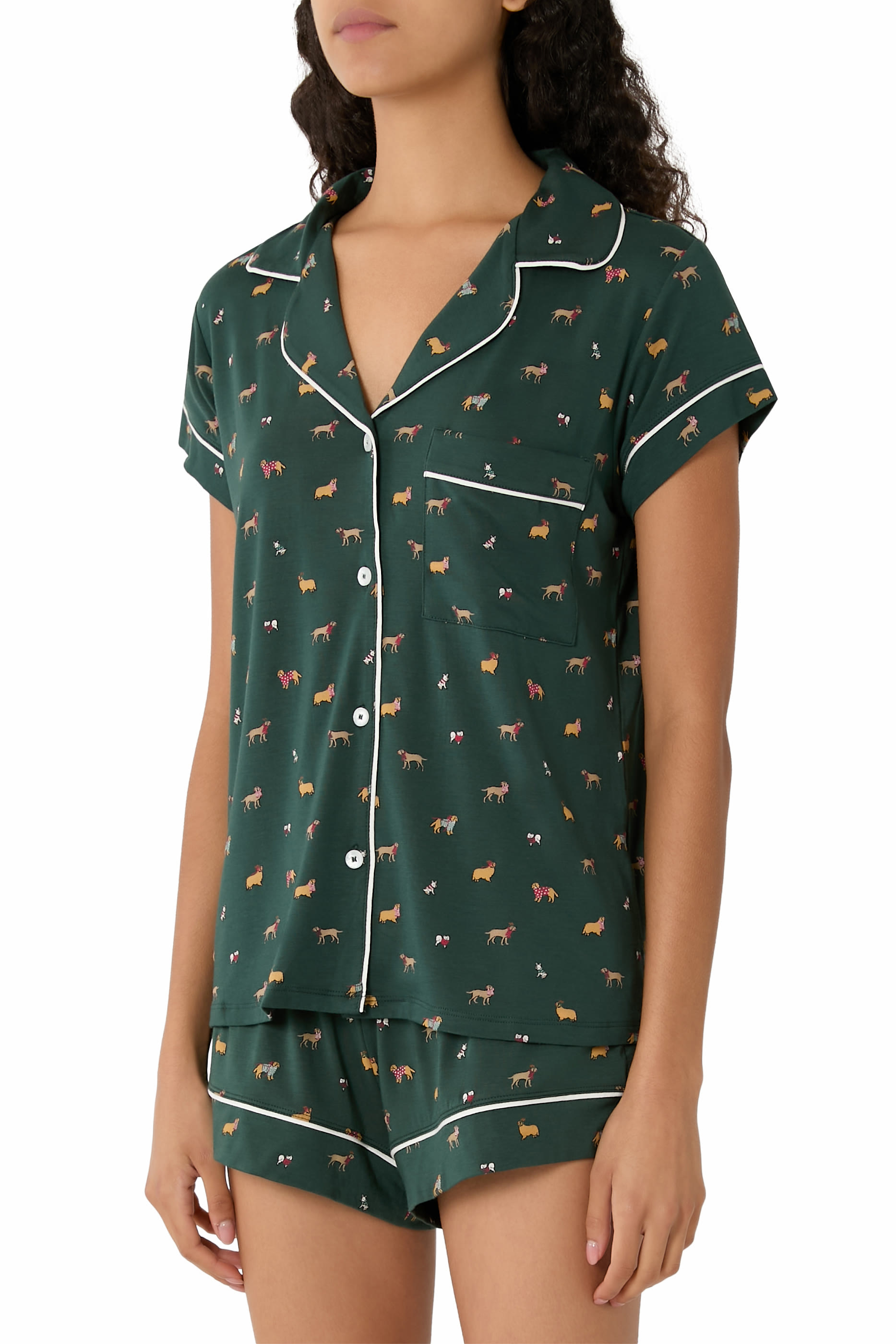 طقم شورت بيجامة جيزيل بنقشة تينسيل مودال