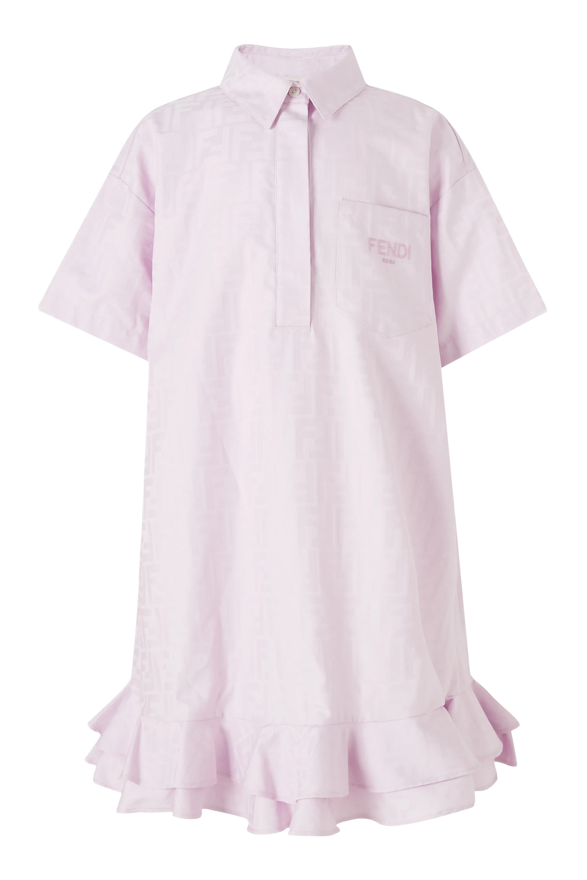 فستان بشعار الماركة مزين بكشكش للأطفال