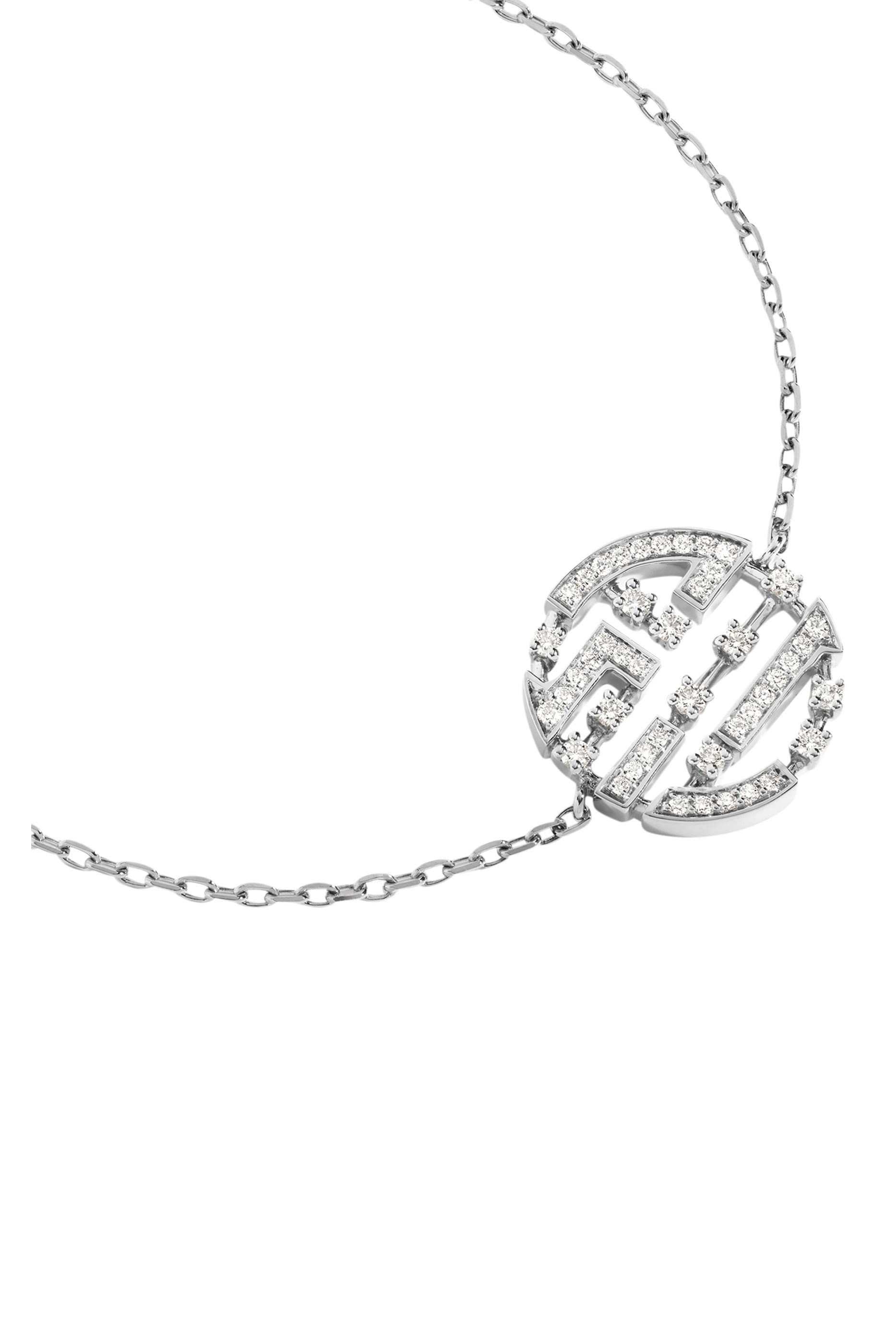 سوار أفينوز بسلسلة مرصع بالماس ذهب أبيض عيار 18