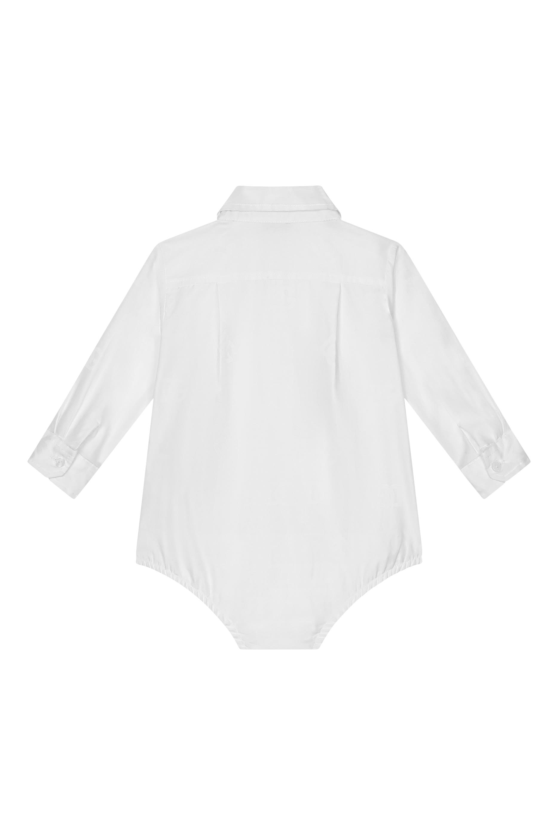 لباس قطعة واحدة بتصميم قميص وشعار الماركة بوبلين جاكار للأطفال